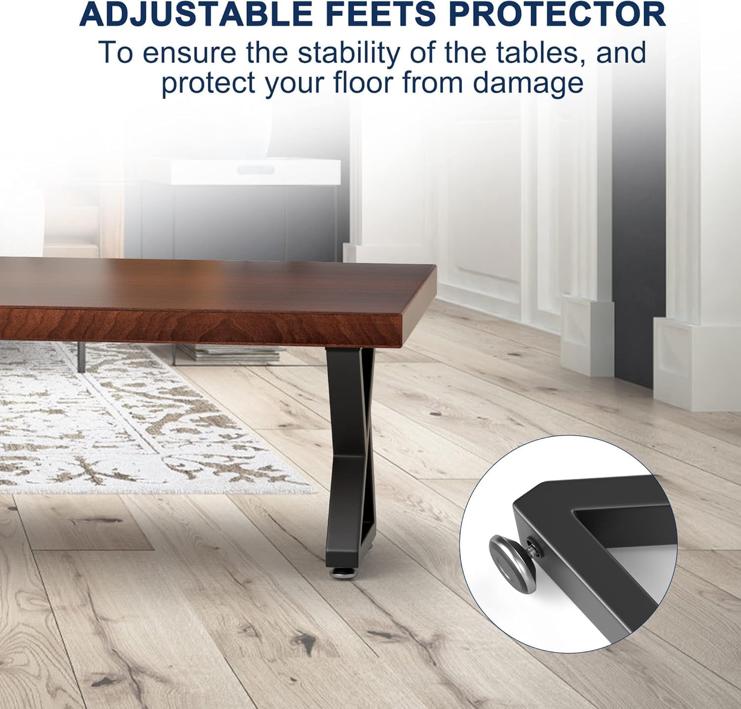 Detalle de Likapop 28in Z-Type Metal Table Legs (Pair) with Adjustable Non-Slip Feet
