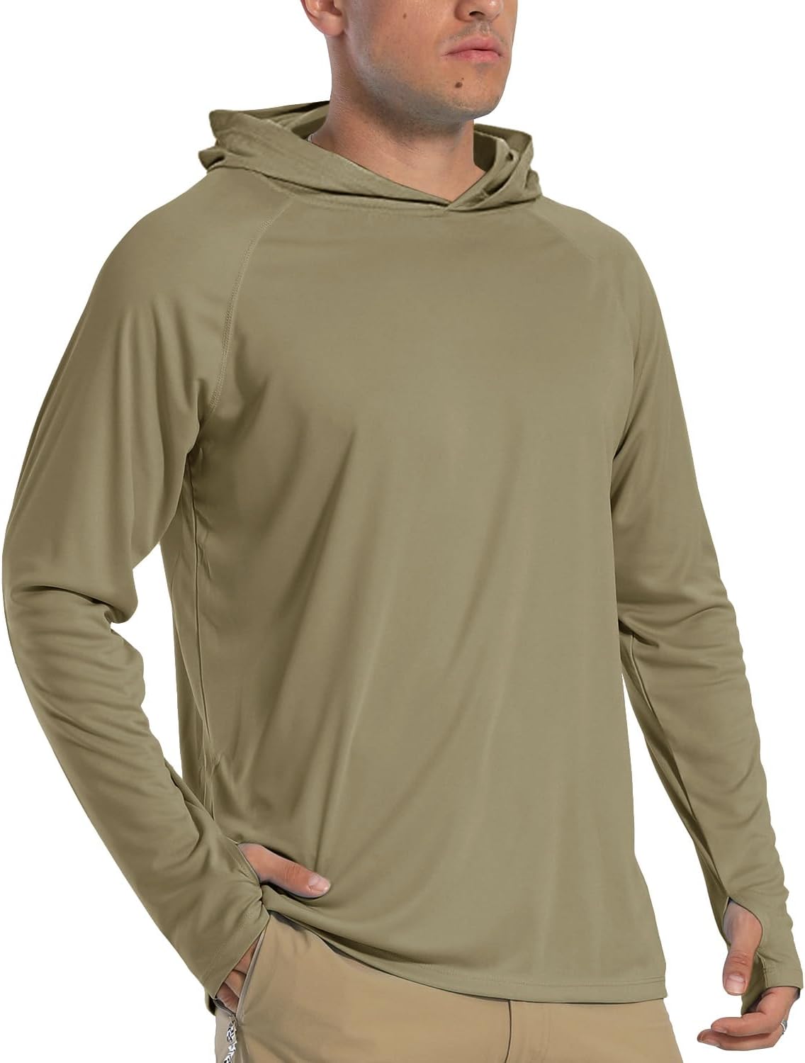 Detalle de TACVASEN UV-Schutz Hoodie Herren mit UPF 50+ und Daumenlöchern