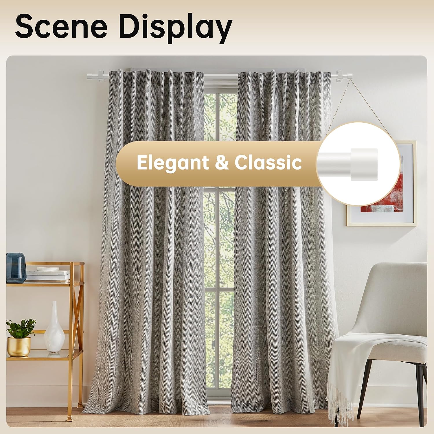 Detalle de Ausziehbare Gardinenstangen 76–280 cm, Ø19 mm – Eson Casa