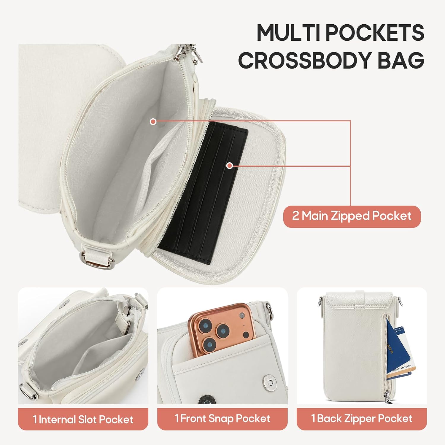 Thumbnail 6 de RAINSMORE Small Cross Body Bag for Women: PU Leather Phone Companion with Adjustable Strap