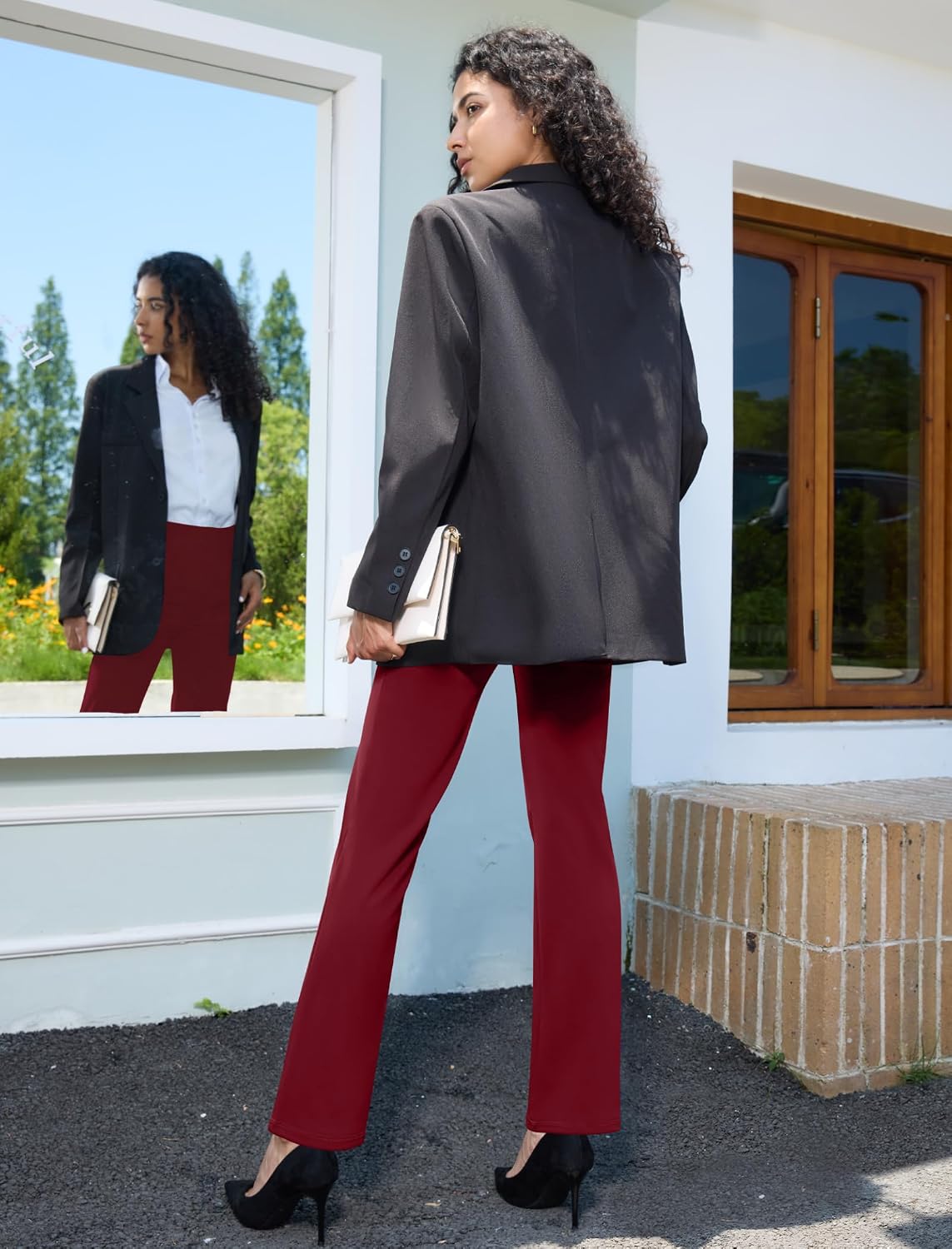Thumbnail 5 de keriffe Women's Stretchy Yoga Dress Pants, Straight Leg, 4 Pockets, High Waist