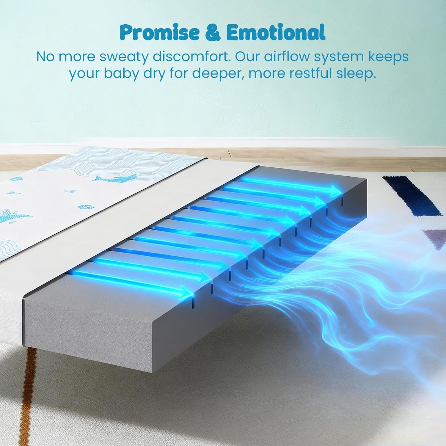 Detalle de JOYMISS JM01 Breathable Crib & Toddler Mattress, Dual-Sided Foam, Tencel Cover