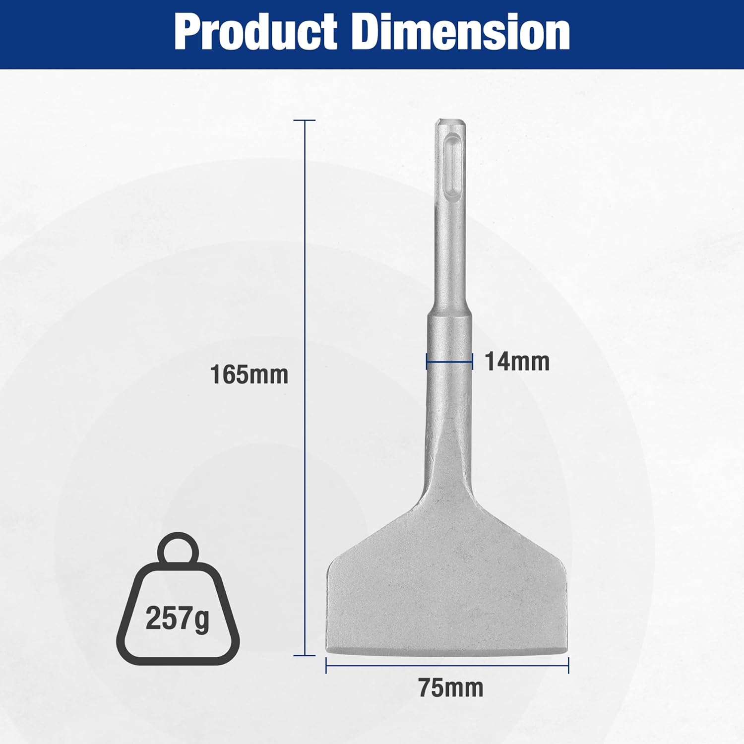 Thumbnail 5 de WORKPRO Scalpello SDS Plus per Piastrelle 165x75 mm – Punta piatta professionale per pavimenti e rivestimenti