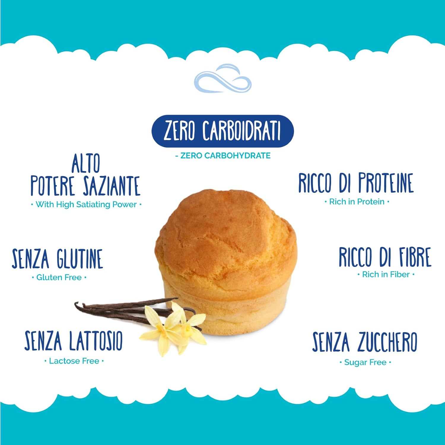 Detalle de Nuvola Zero Dolce Vaniglia – 12 porzioni, senza carboidrati né zuccheri, gluten free e lactose free