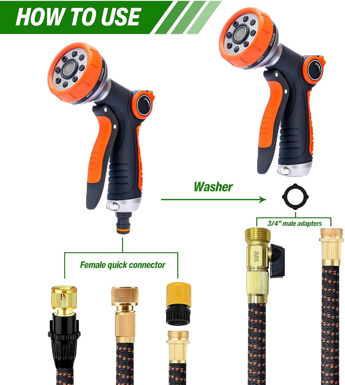 Detalle 2 de RnCop Garden Hose Spray Gun 8-pattern