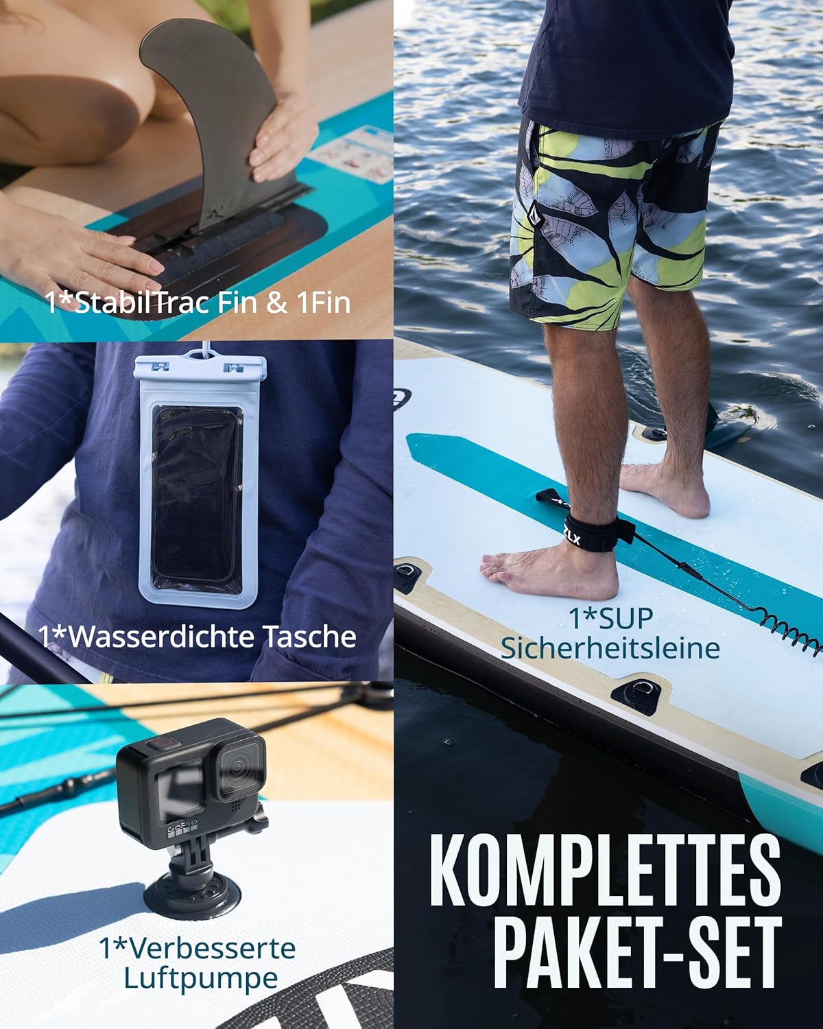 Detalle de ZLX Stand Up Paddling Board 350x83 cm – stabiles, vielseitiges SUP-Set für alle Könnensstufen
