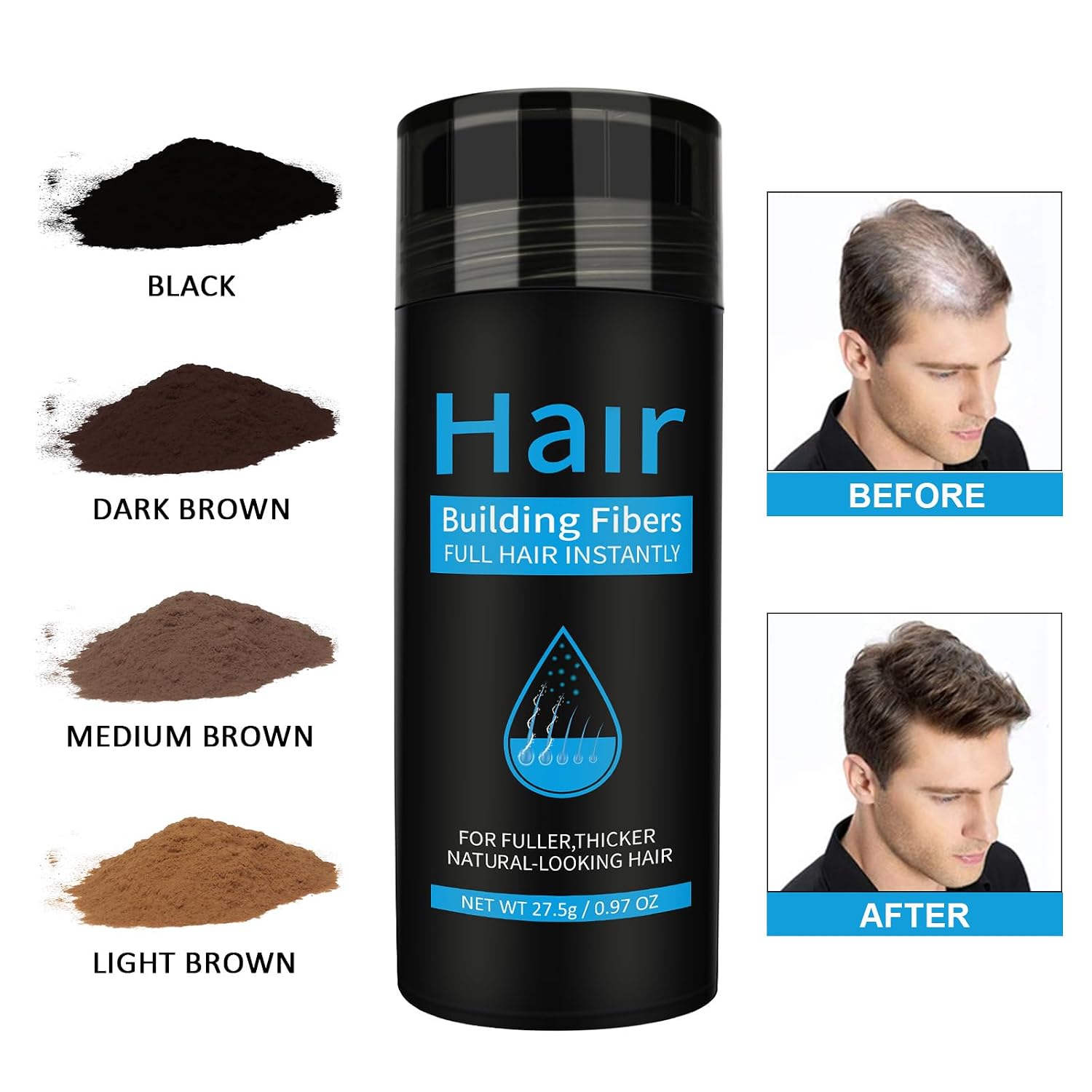 Detalle 1 de Haarpulver Schwarz 27,5G für Haarverdichtung