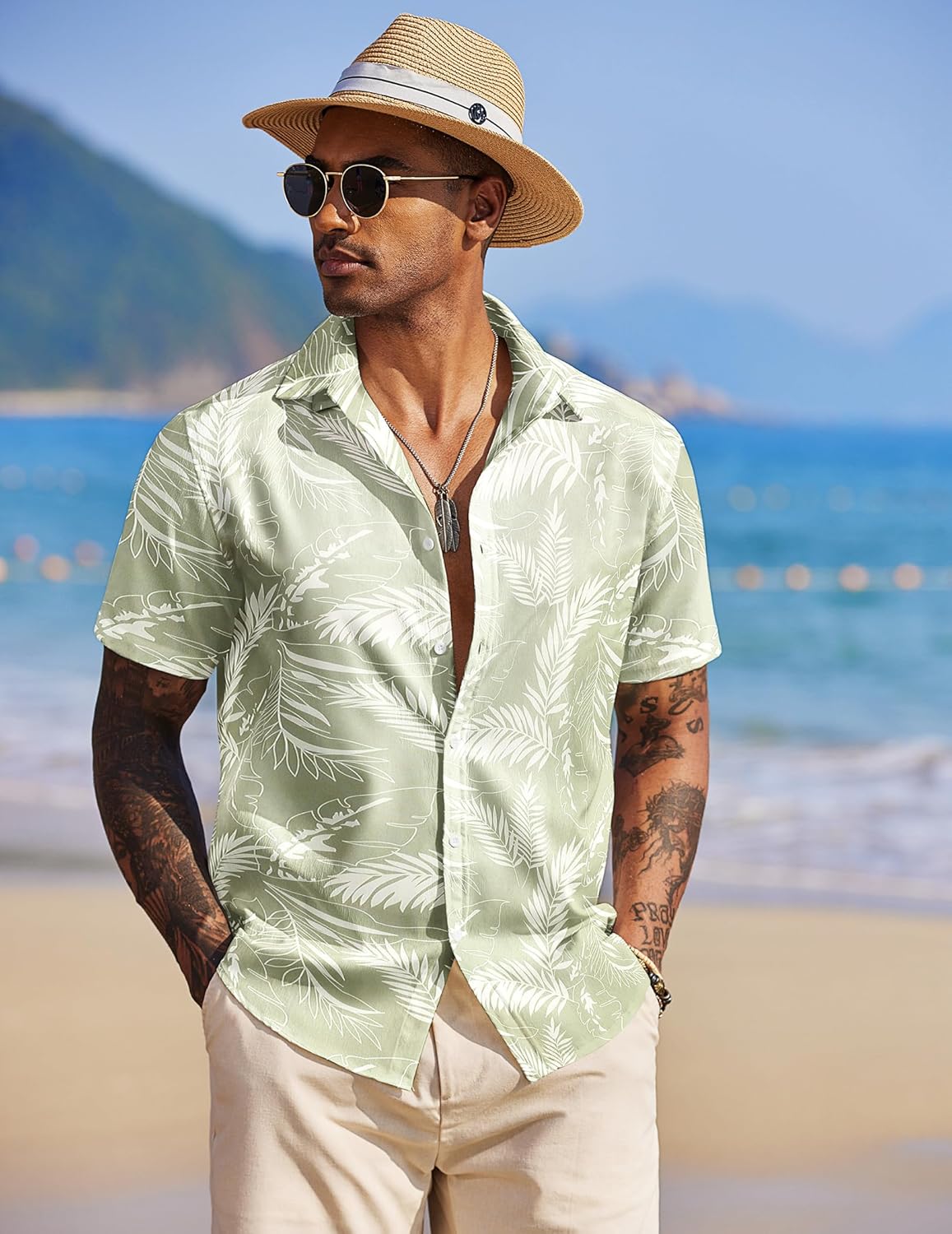Thumbnail 1 de Chemise hawaïenne homme COOFANDY à manches courtes, motif tropical floral