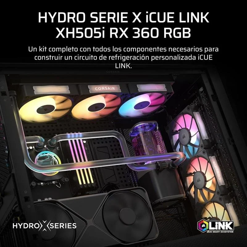 Detalle de Refrigeración Líquida Corsair iCUE Link XH505i RX360: rendimiento extremo y RGB sincronizable