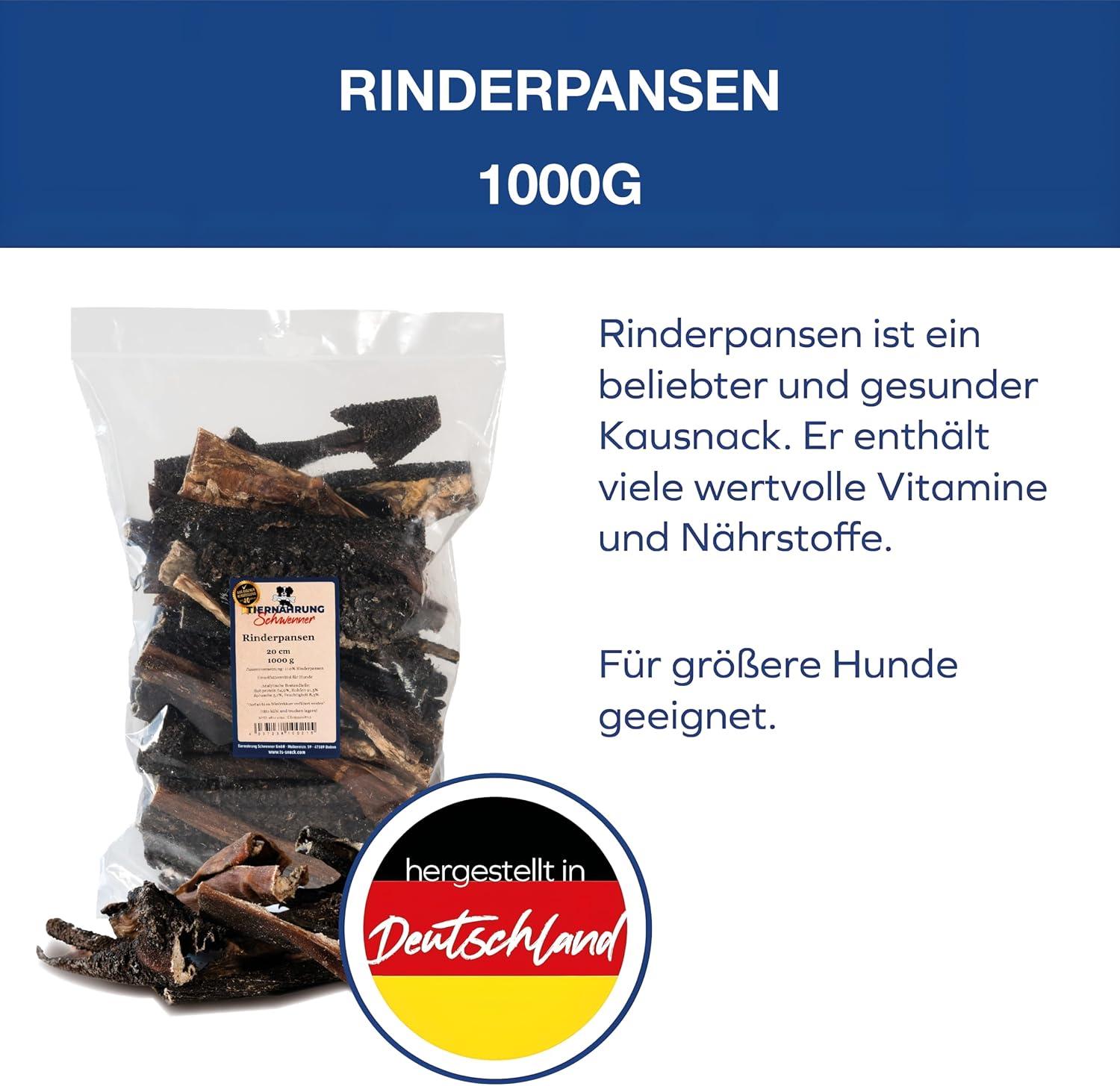 Detalle de Schwenner Rinderpansen Hundesnack 1000 g 🍖