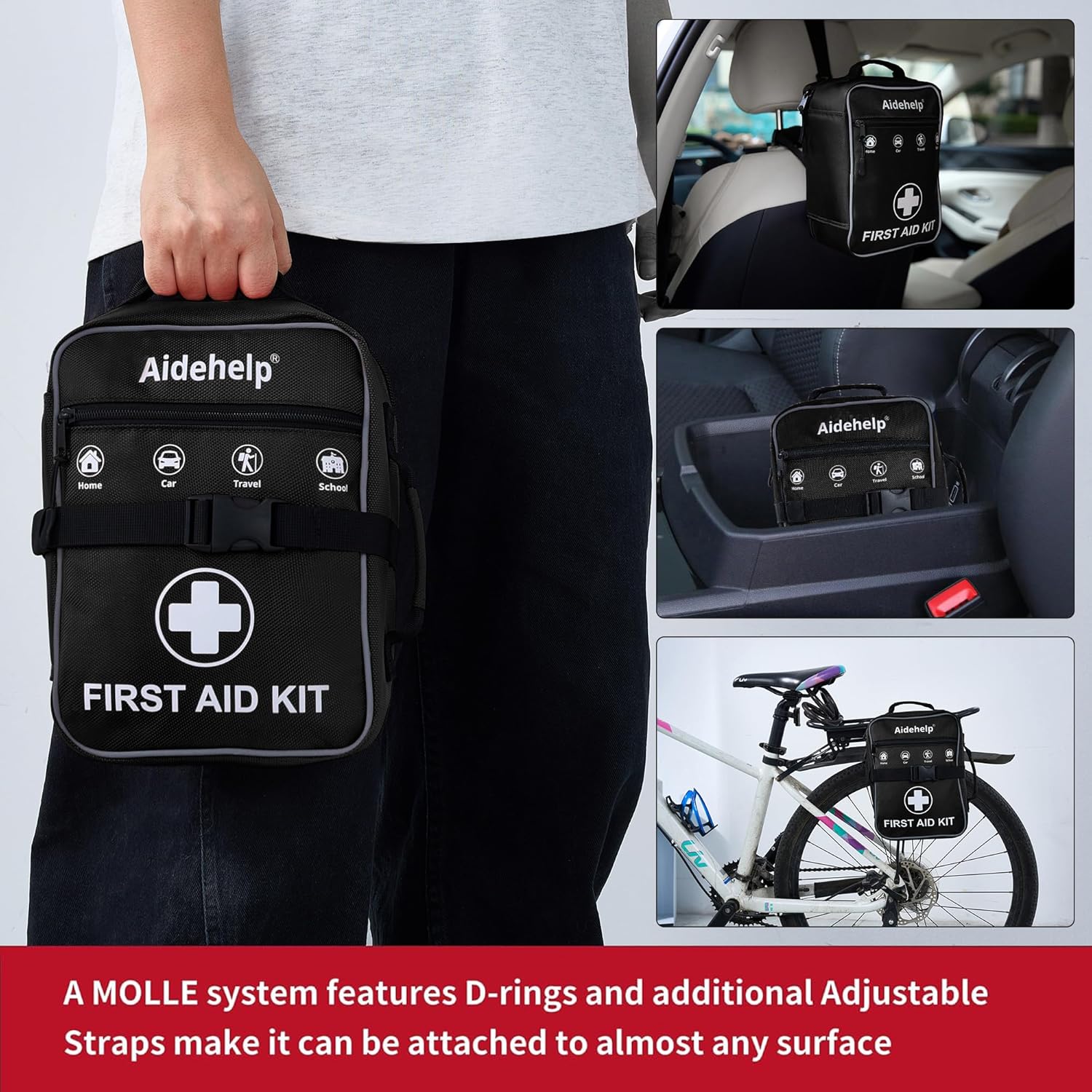 Detalle de 520 Pieces Premium First Aid Kit — Large Emergency Medical Kit for Car, Home, Travel, and Outdoor Adventures