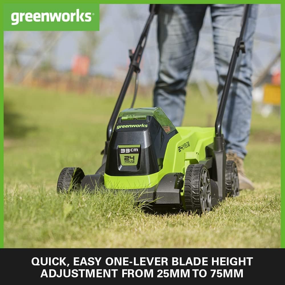 Thumbnail 3 de Greenworks 24V kabelloser Akku-Rasenmäher GD24LM33K2 (33 cm, bis 140 m²) mit 30‑Liter-Sack