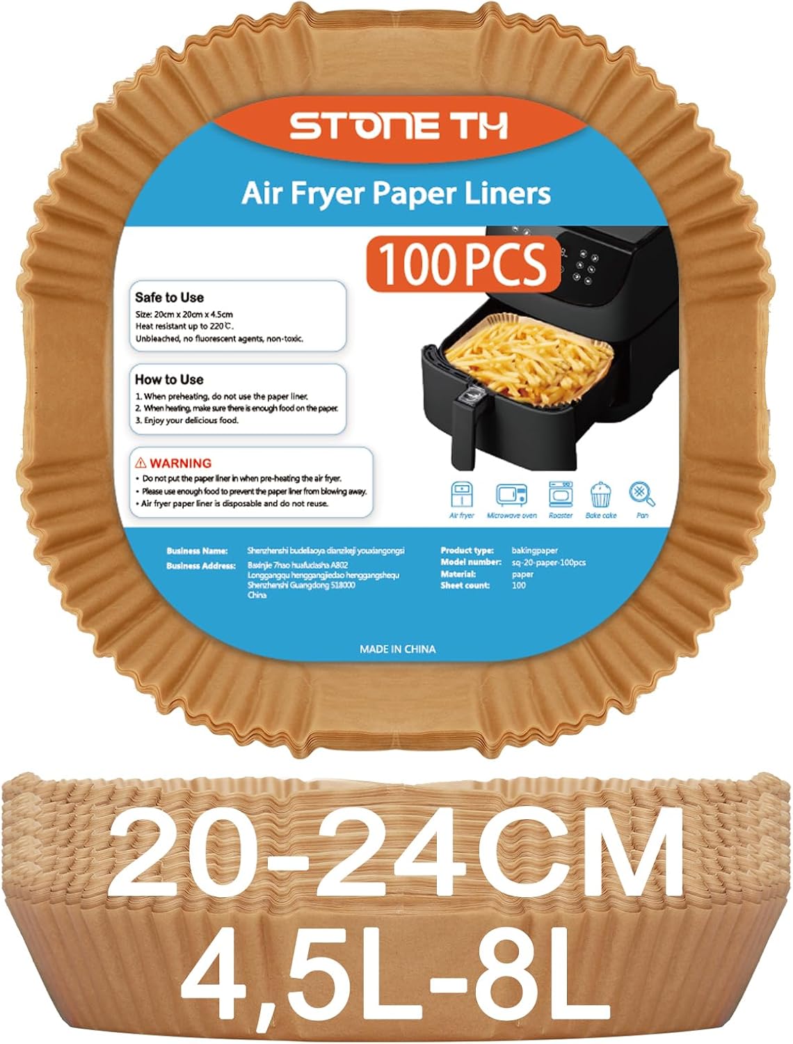 Stone TH Backpapier 20–24 cm für Airfryer (100 Stück) 🧾