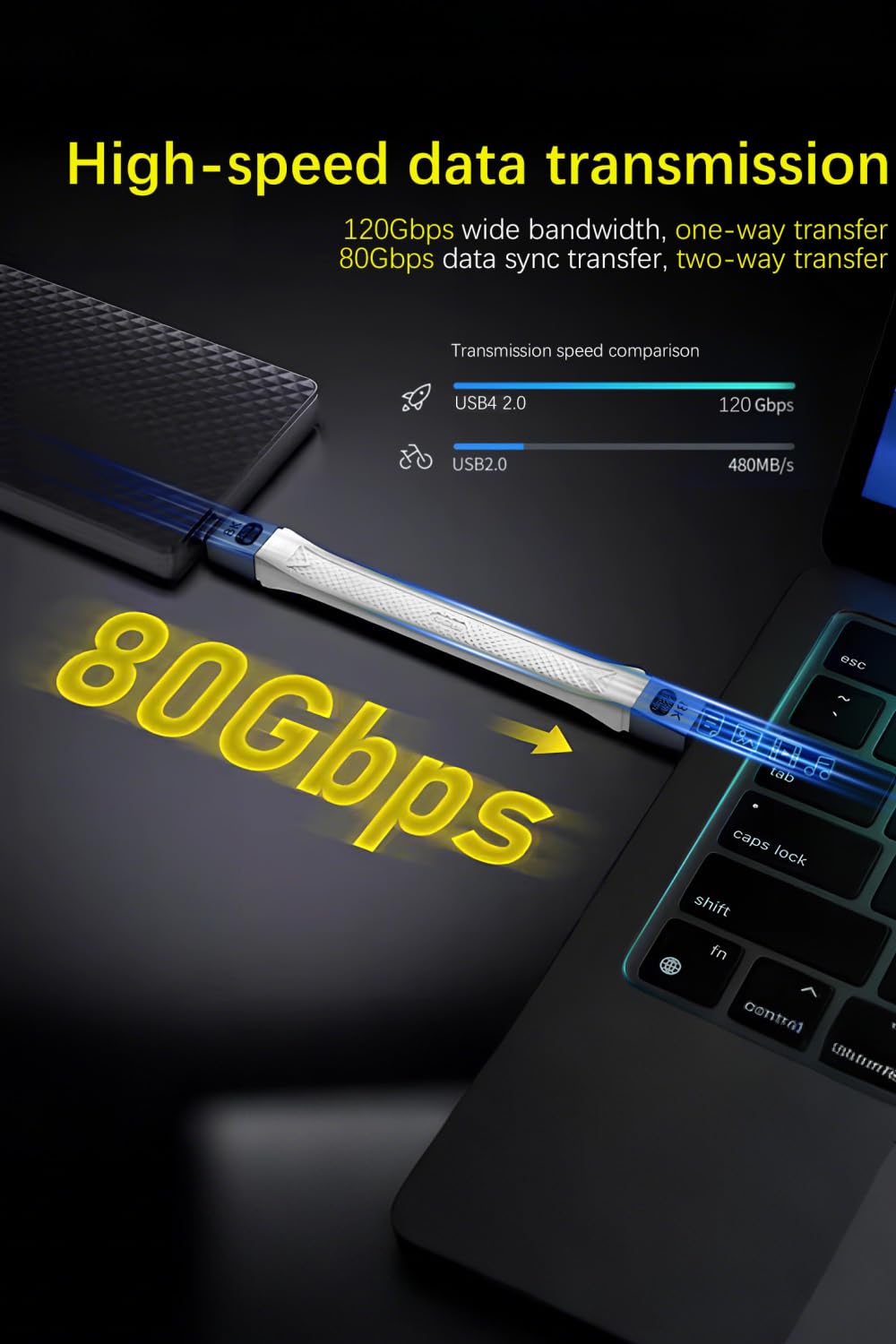 Thumbnail 2 de Duttek Short USB C Cable (13cm) – 80Gbps USB4.0, 240W PD3.1, 16K/8K Support