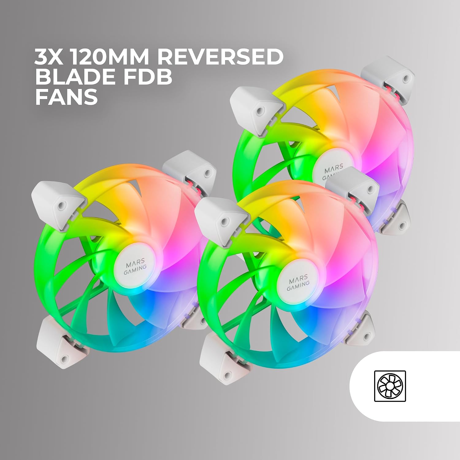 Detalle de Mars Gaming MF-3AR Kit 3 Ventiladores 120mm ARGB RGB