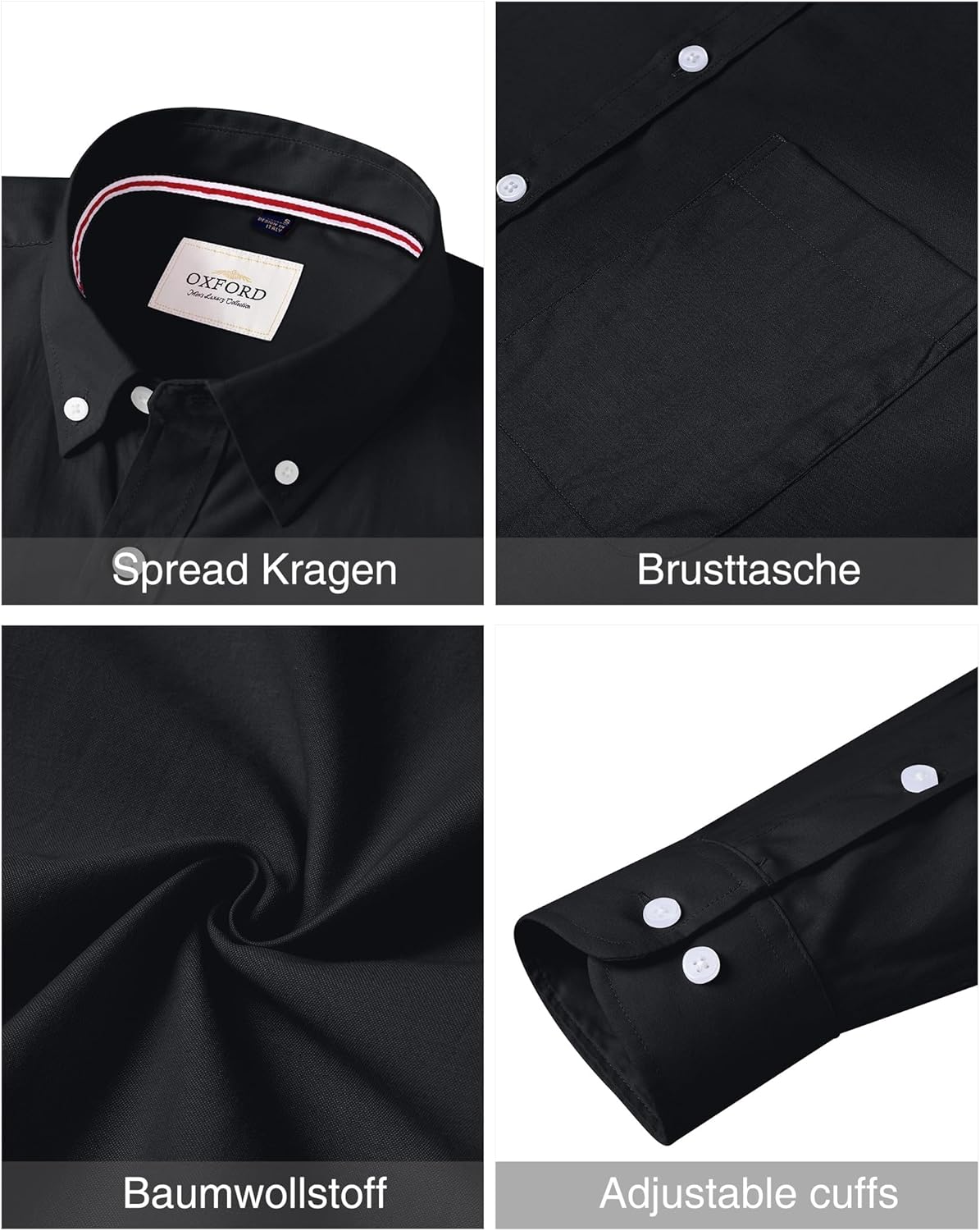 Thumbnail 3 de J.VER Oxford Herrenhemd Bügelfrei Regular Fit (Langarm, Button-Down, Baumwolle)