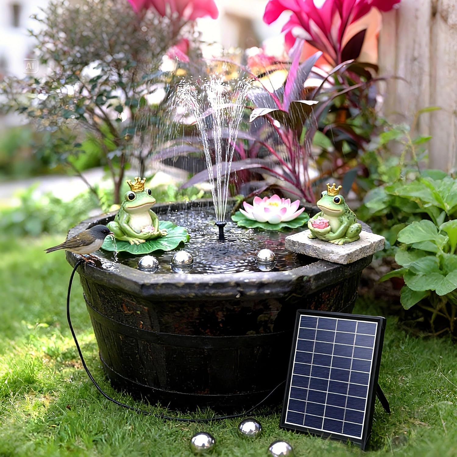 Detalle de Biling Solar Pond Fountain 6W pump with 3000mAh battery ⛲