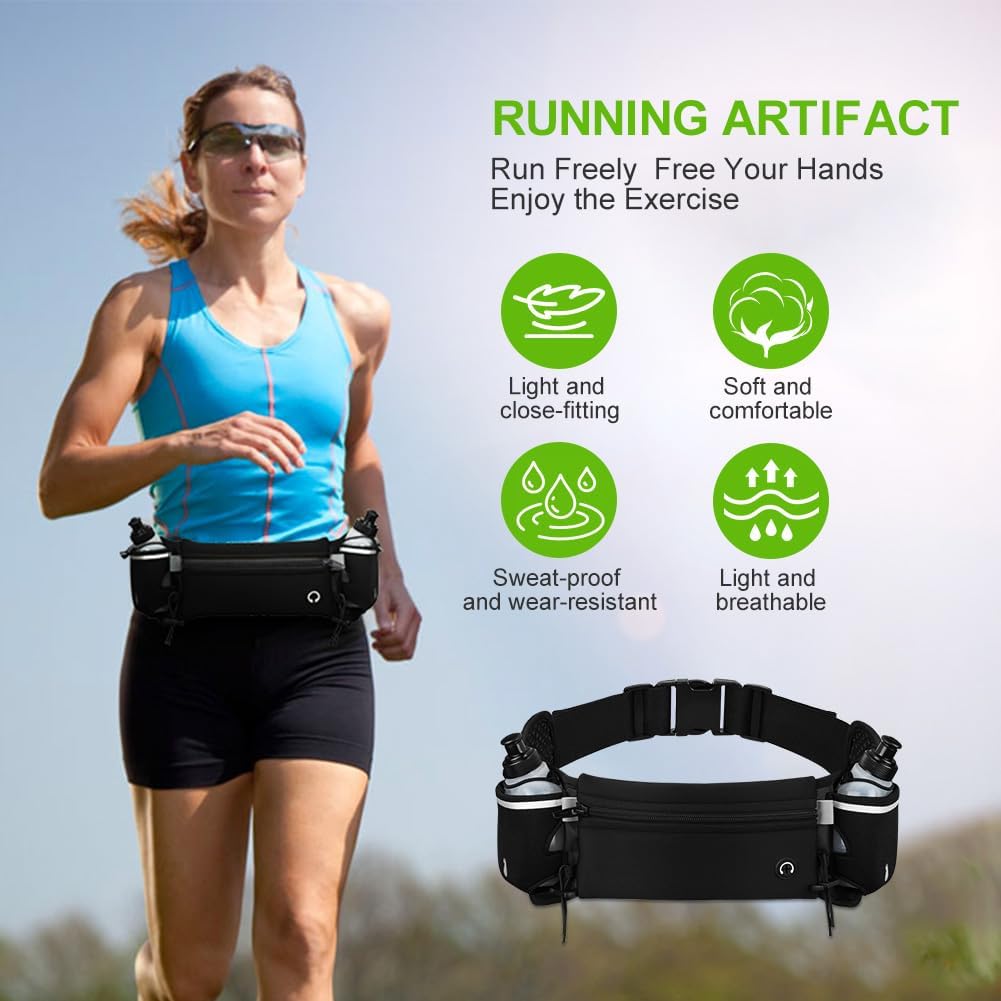Thumbnail 6 de Flintronic Ceinture Running - Sac Banane Sport Belt avec 2 gourdes, hydratation réglable et rangement smartphone