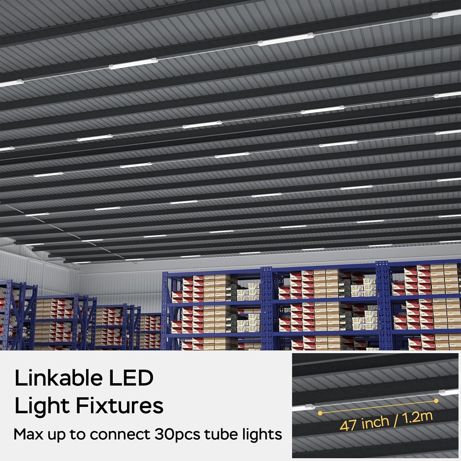 Detalle de Amdelne 6000K LED Batten Light (40cm, 16W) – Plug-in IP65 strip tube for garage, shed & indoor rooms