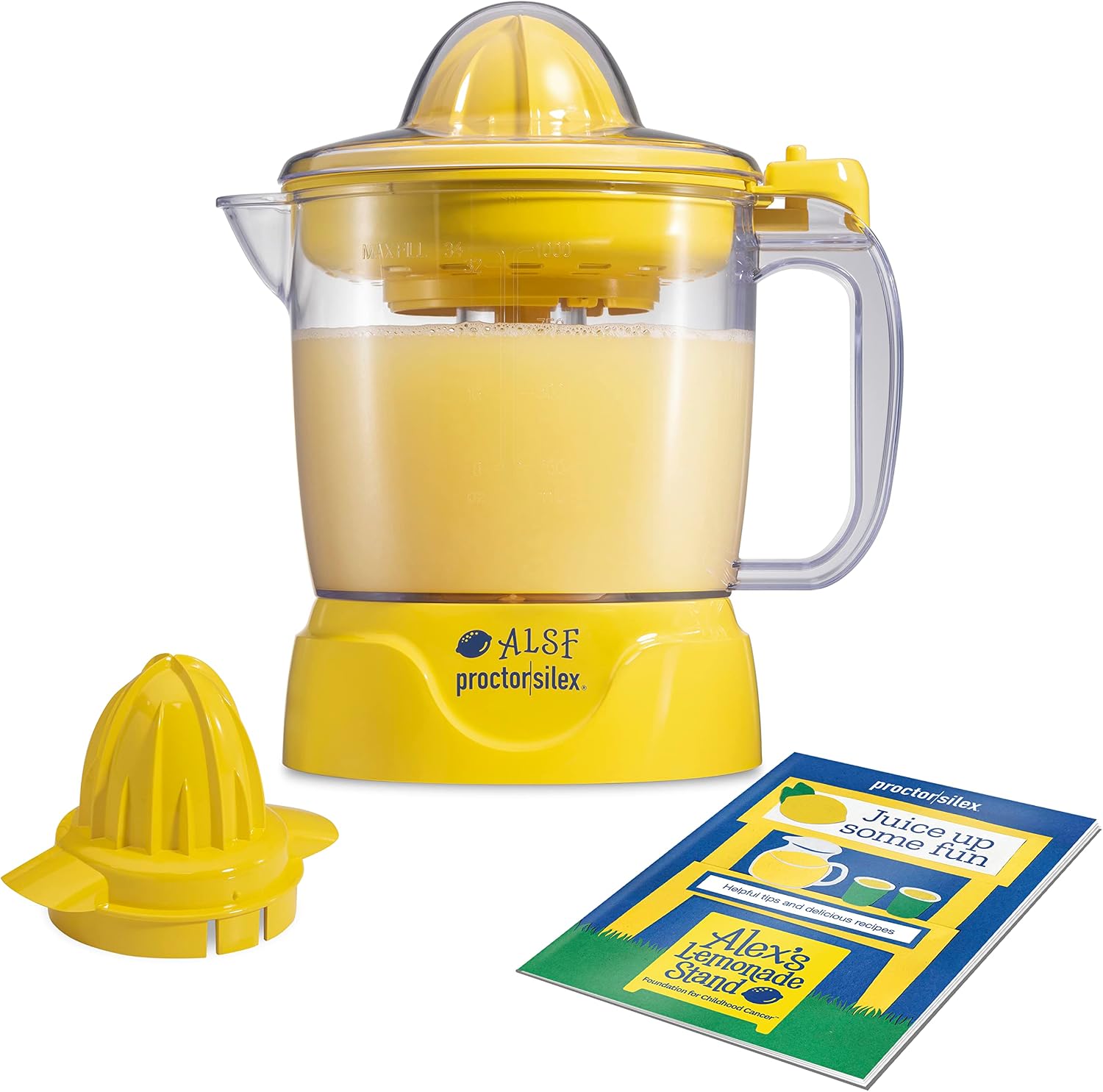 Detalle de Proctor Silex Alex’s Lemonade Stand Electric Citrus Juicer Machine (Yellow, 34 oz) — 66341
