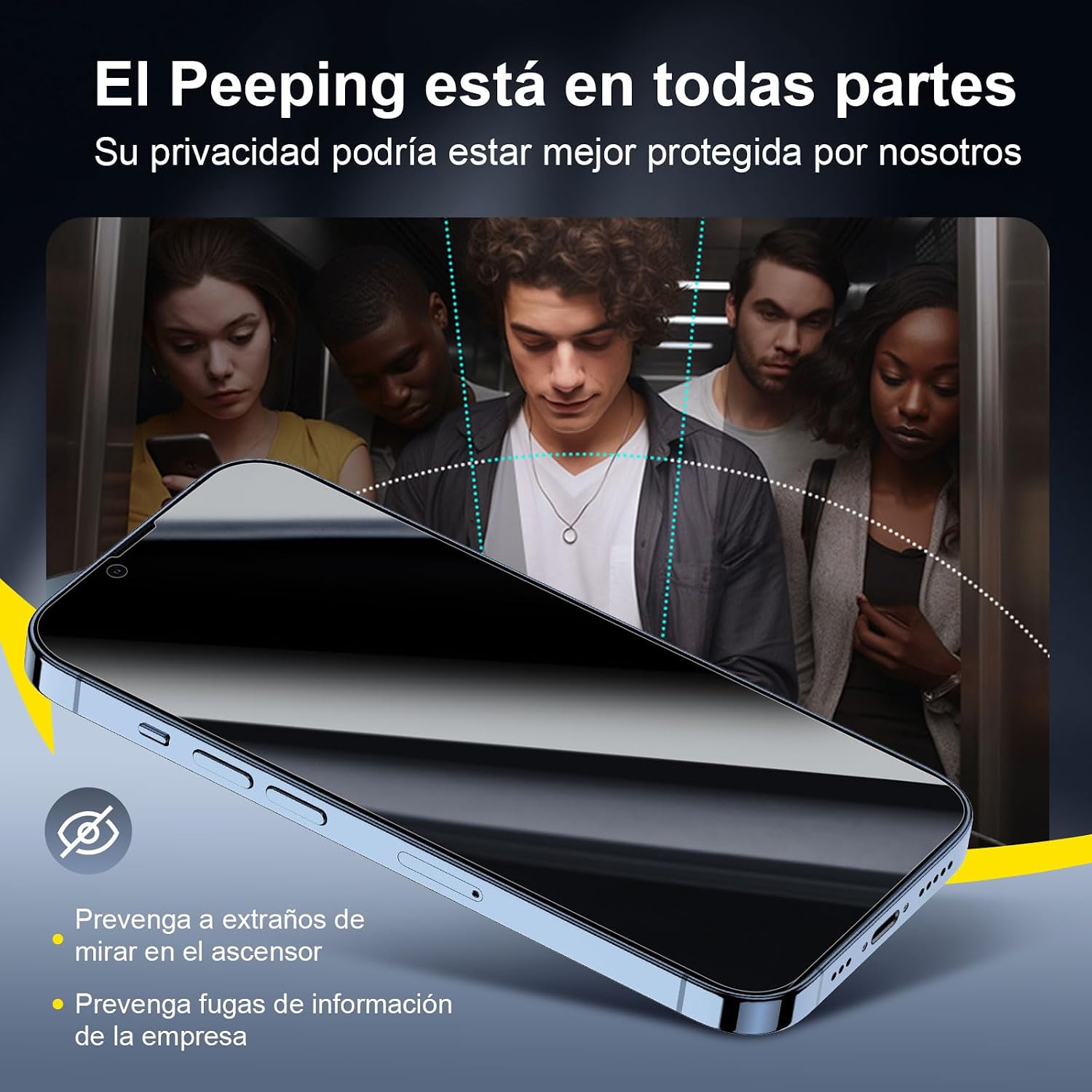 Detalle 2 de NEW'C Protector privacidad para iPhone 13 Pro 28°