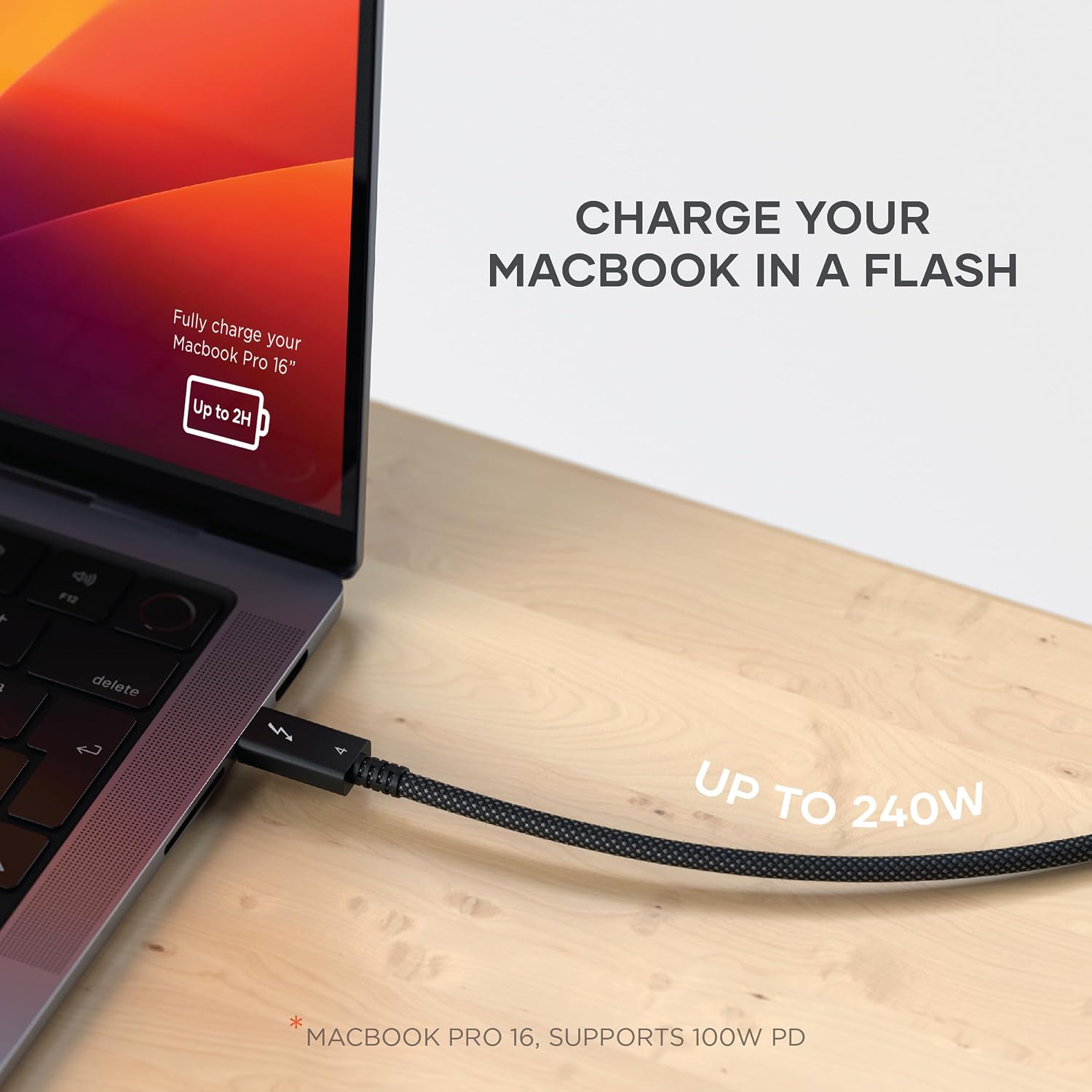 Detalle de Satechi Cavo certificato USB‑C Thunderbolt 4 (1 m) fino a 240W, 8K@60Hz e 40Gbps