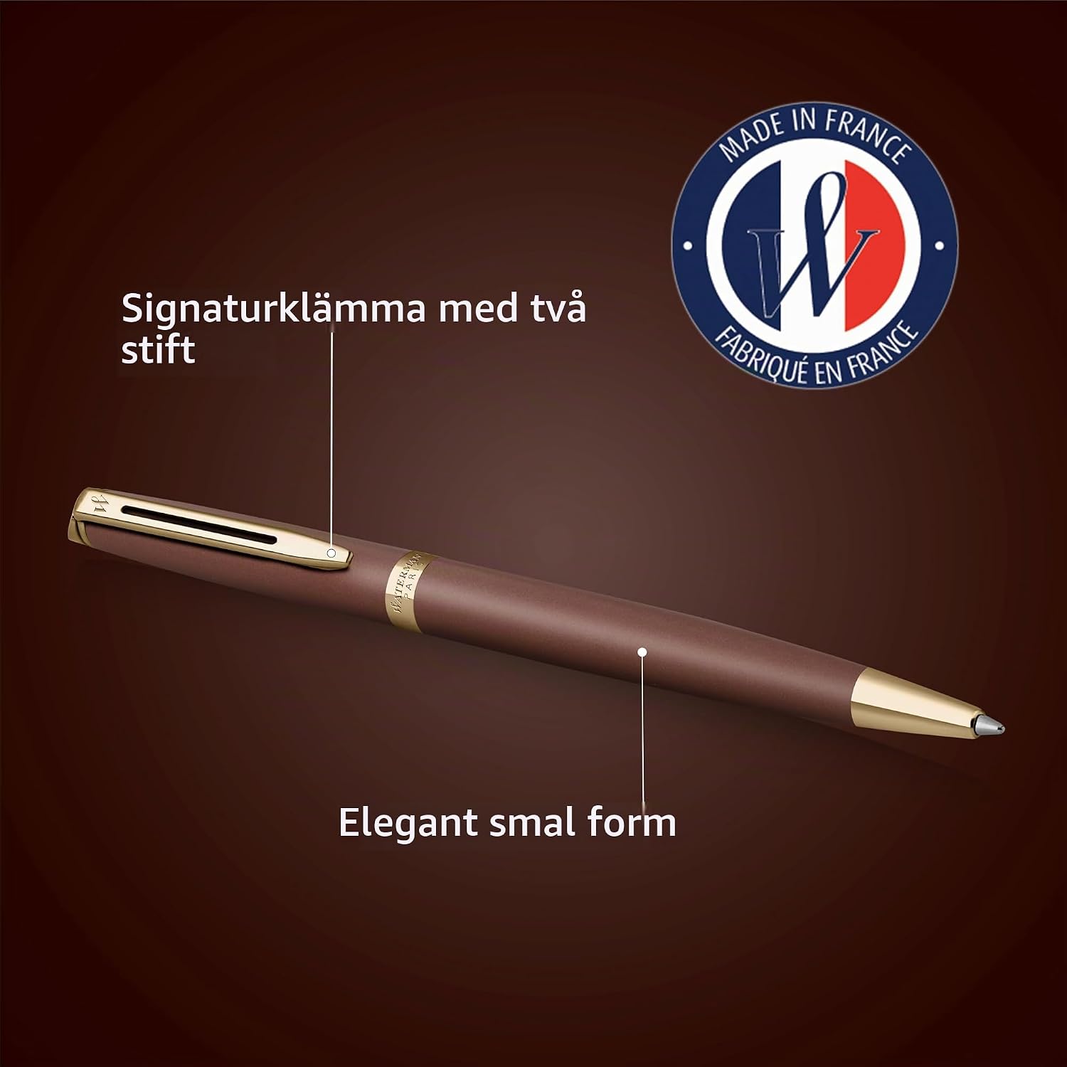 Thumbnail 2 de Waterman Hémisphère kulspetspenna – kopparröd metallfinish, mediumspets och blått bläck