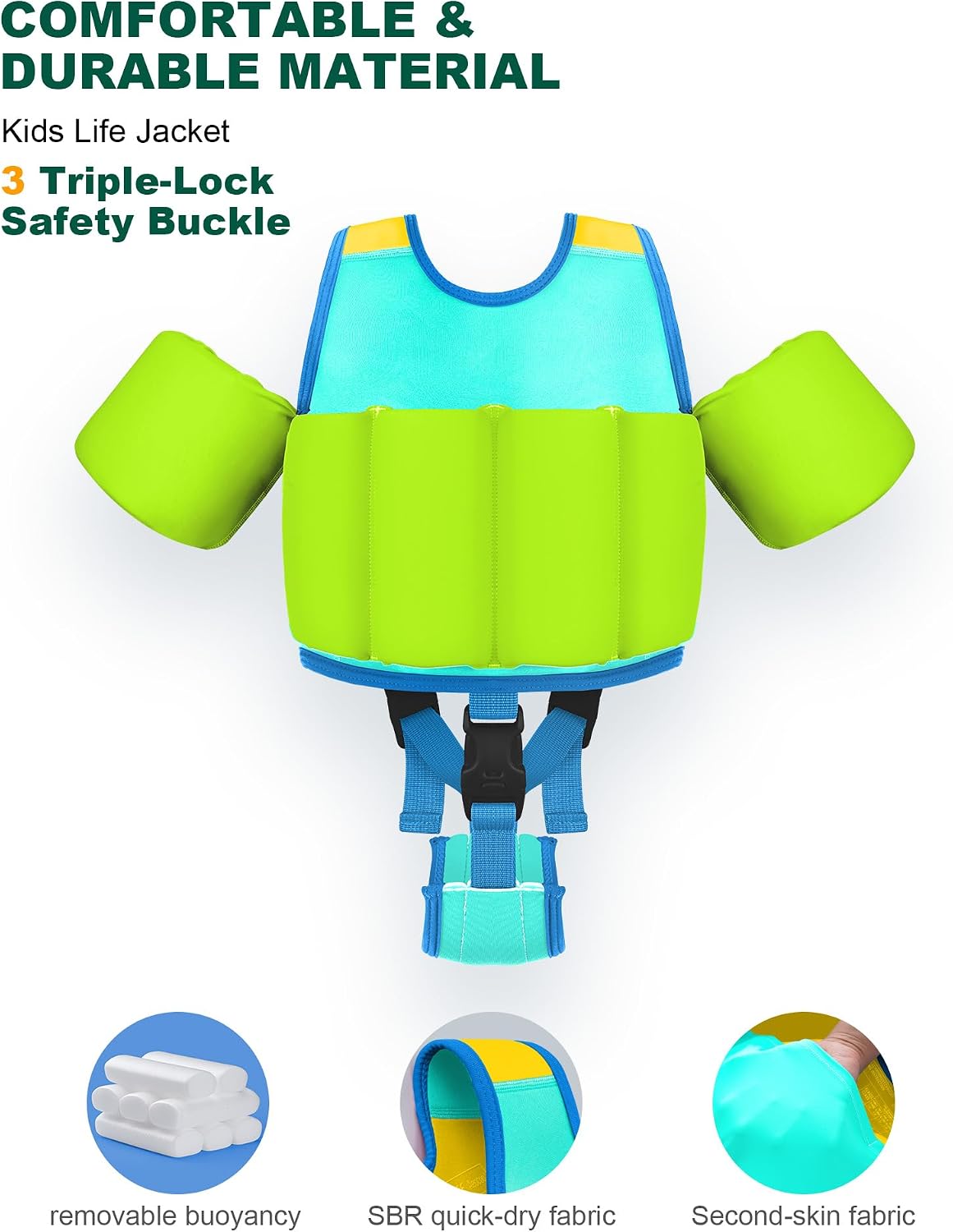 Thumbnail 2 de Kids Pool Floaties 1-9 Years Old Toddler Swim Vest with Adjustable Buoyancy and Crotch Strap