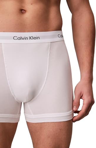 Detalle de Calvin Klein Herren Boxershorts Low Rise TRUNK 3er Pack U2664G – Weiß, XL