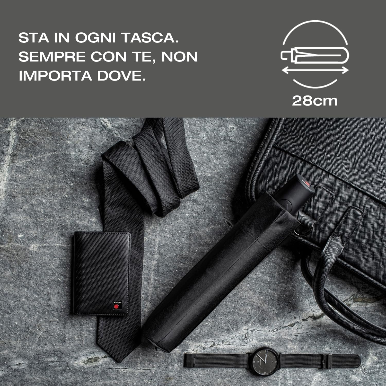 Detalle de Knirps I.200 Medium Duomatic Ombrello: automatico, portatile e resistente alla pioggia