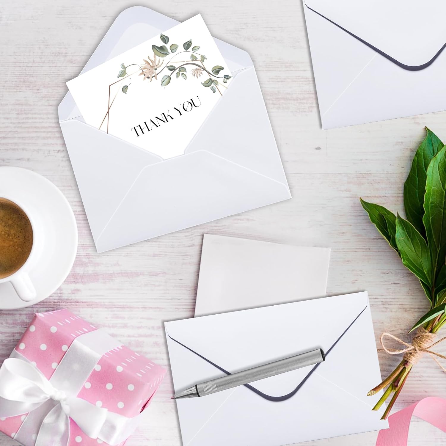 Detalle 2 de Packpal Blank Folded Cards and Envelopes, 50-Pack, White 4 x 6 in