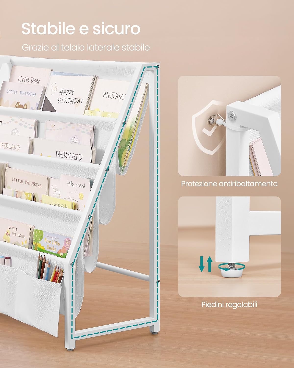 Thumbnail 4 de SONGMICS GKR024W01 Libreria per bambini 75 cm