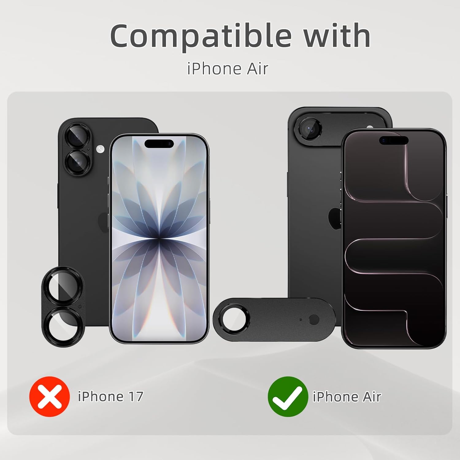 Thumbnail 1 de SumRioo Kameraschutz-Panzerglasfolie für iPhone 17 Air (Kamera Linsenschutz), 9H, Aluminiumlegierung – Schwarz