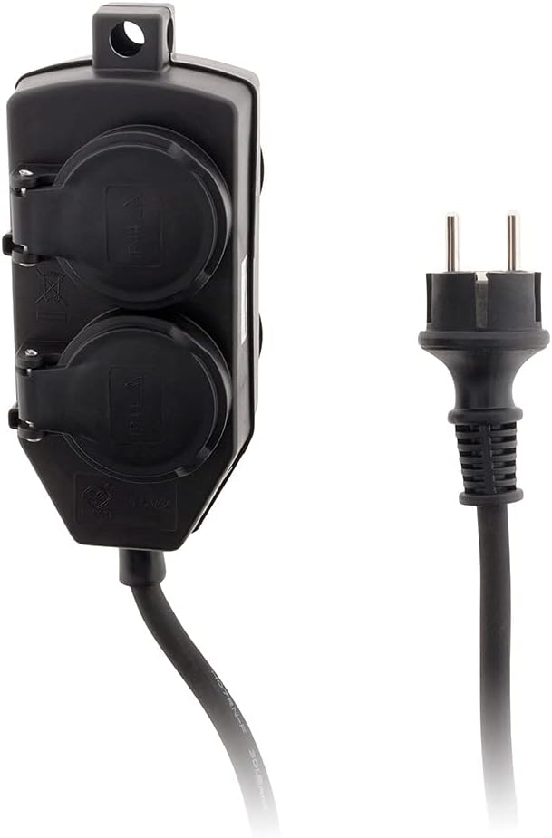 Thumbnail 1 de Zenitech Boîtier de Dérivation 4 Prises IP44 – Noir, 5 m, câble H07RN-F 3G 1,5, NF – Sécurité enfant