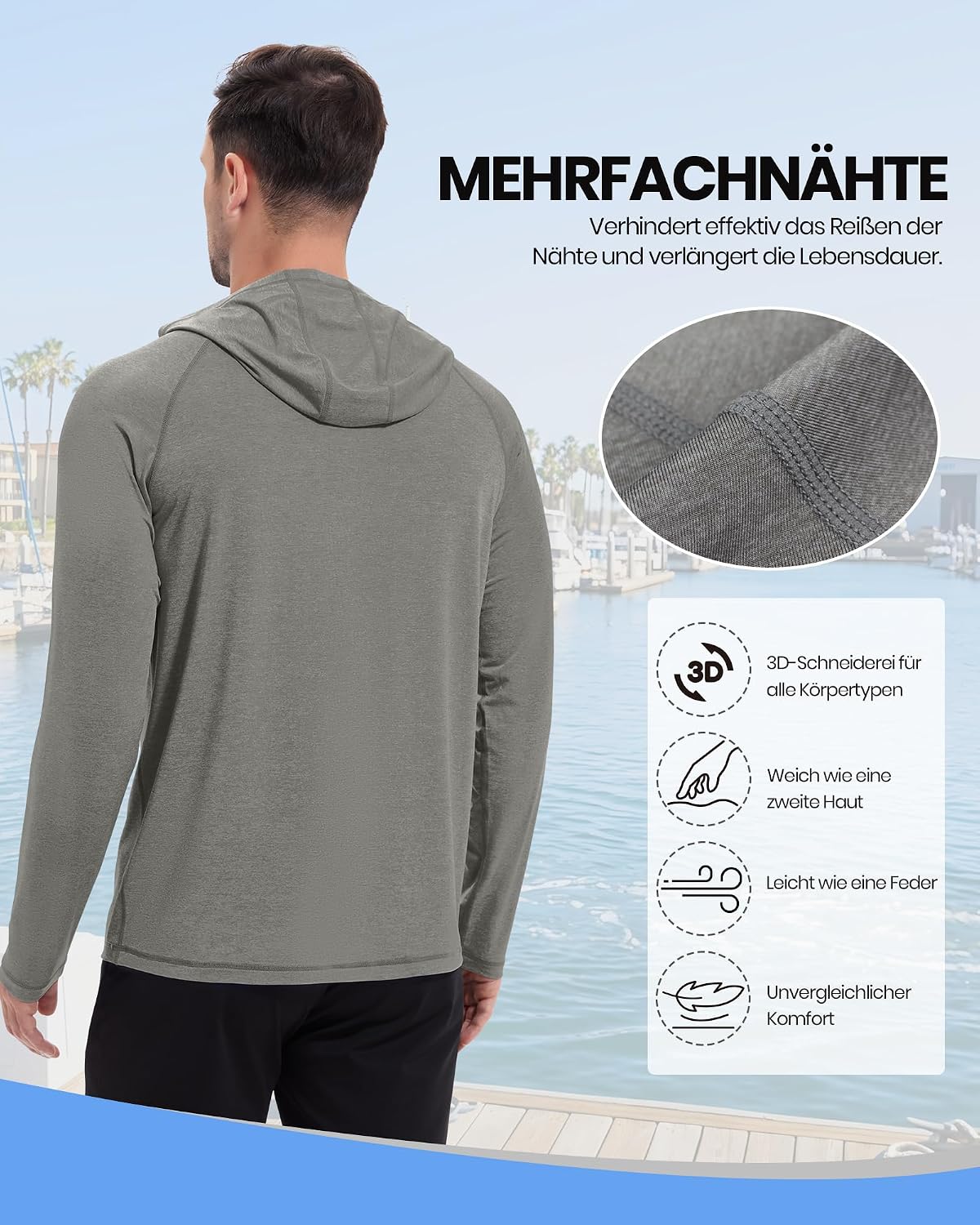 Detalle de MEETYOO T-Shirt UV UPF50+ pour Homme – Respirant, séchage rapide et protection solaire