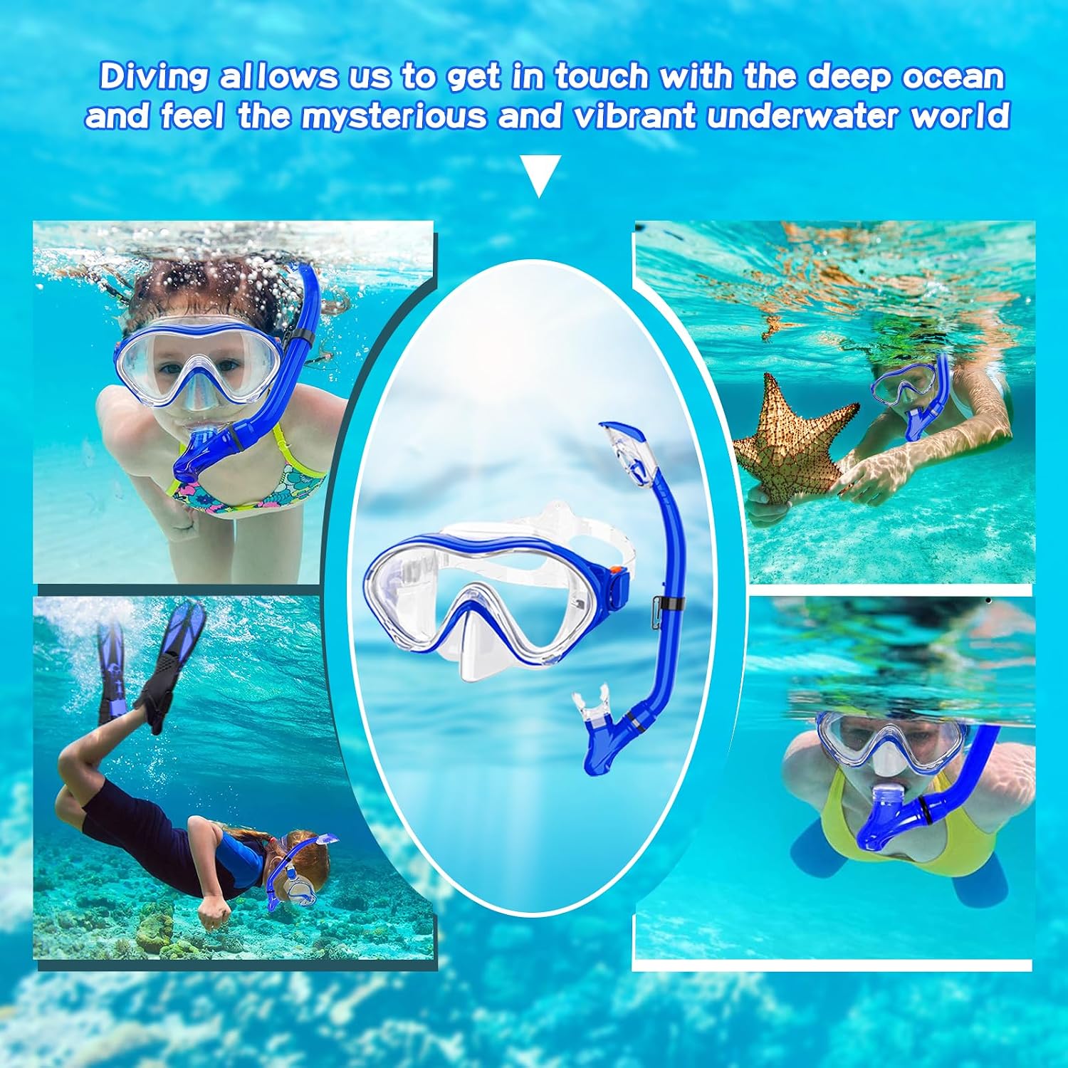 Thumbnail 3 de Snorkeling Gear for Kids with Foldable Silicone Full Dry Snorkel