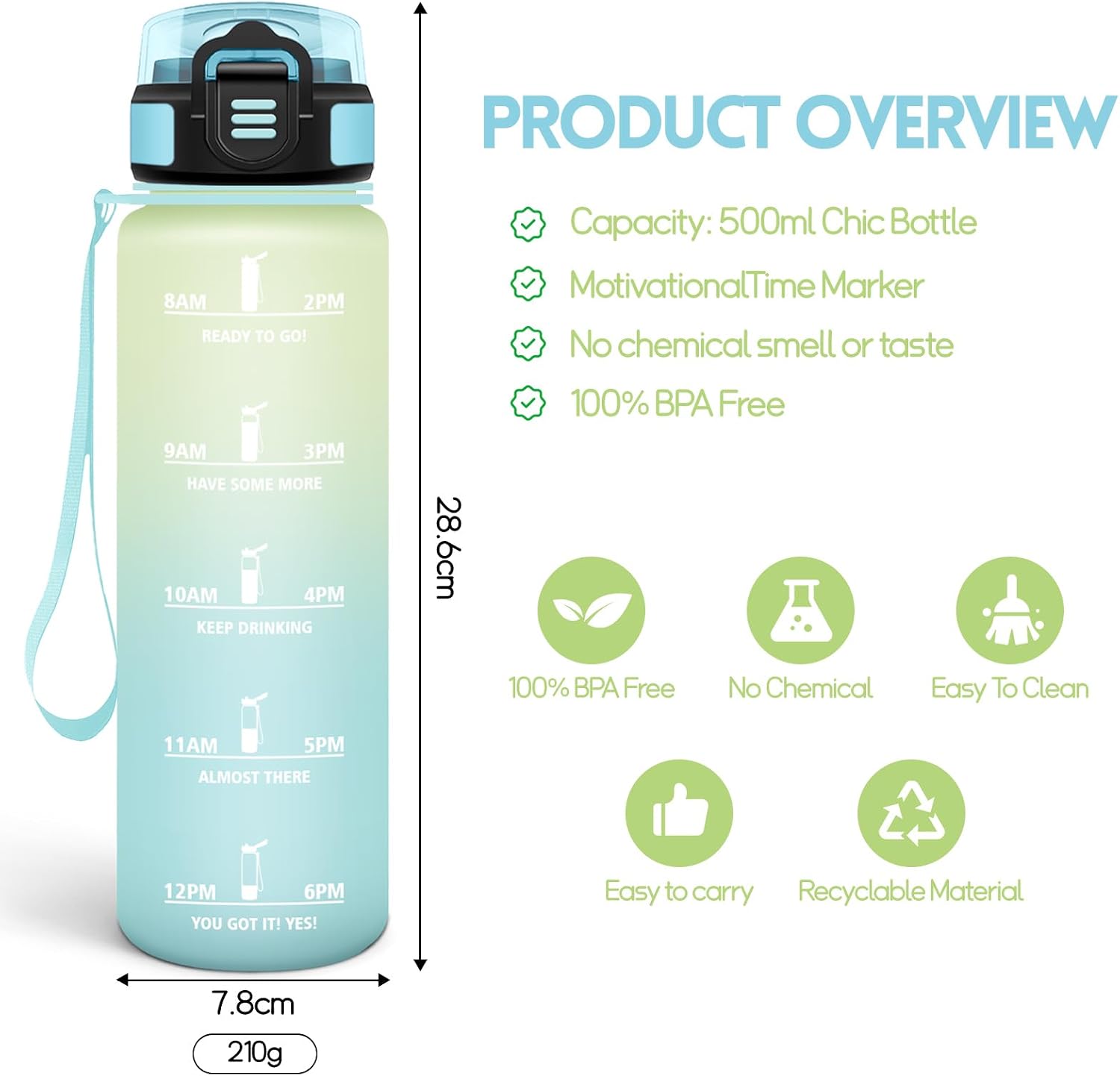 Detalle de Mulbijeo Gourde 1L réutilisable pour sport
