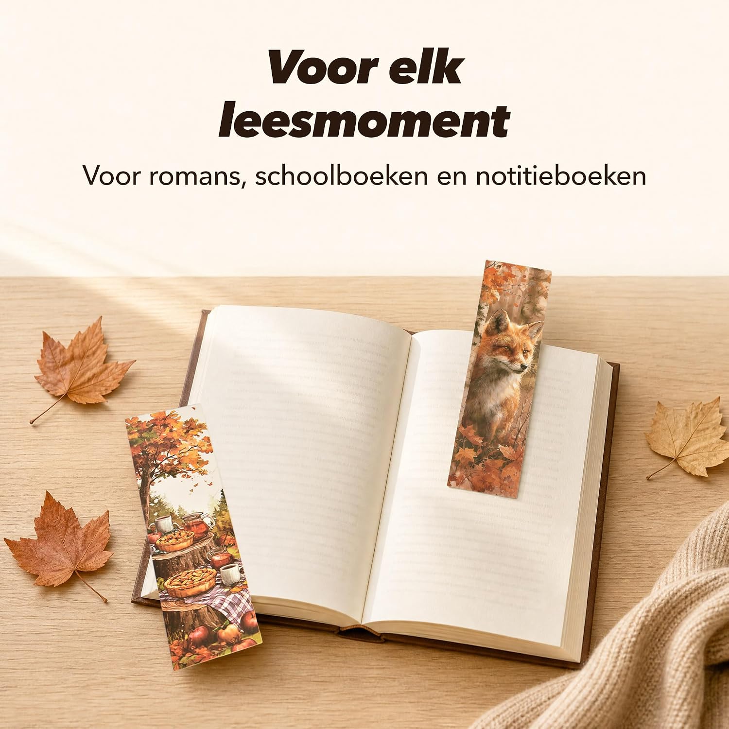 Detalle 1 de ASSZBE BM2026-3 herfstboekenleggers van karton, 30 verschillende ontwerpen