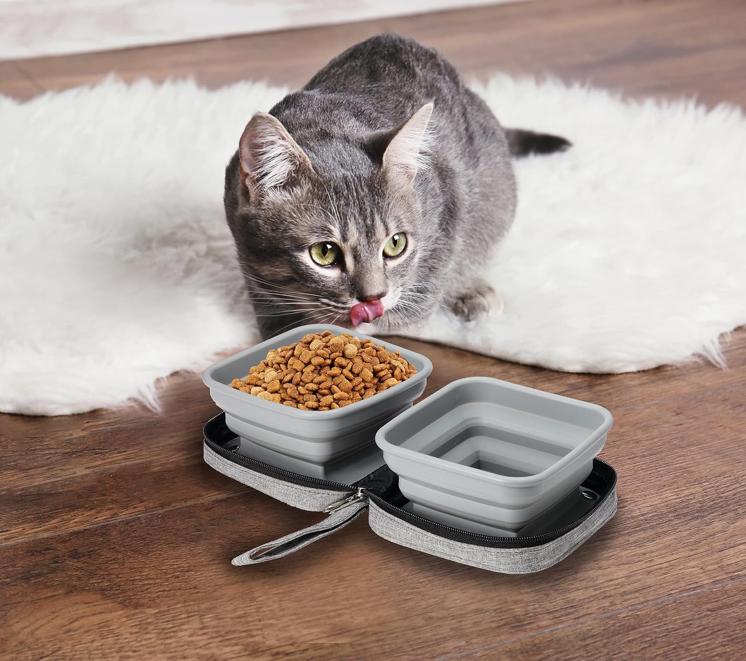 Thumbnail 3 de Portabowl : écuelles pliables 2 en 1 en silicone alimentaire avec étui de transport pour chien