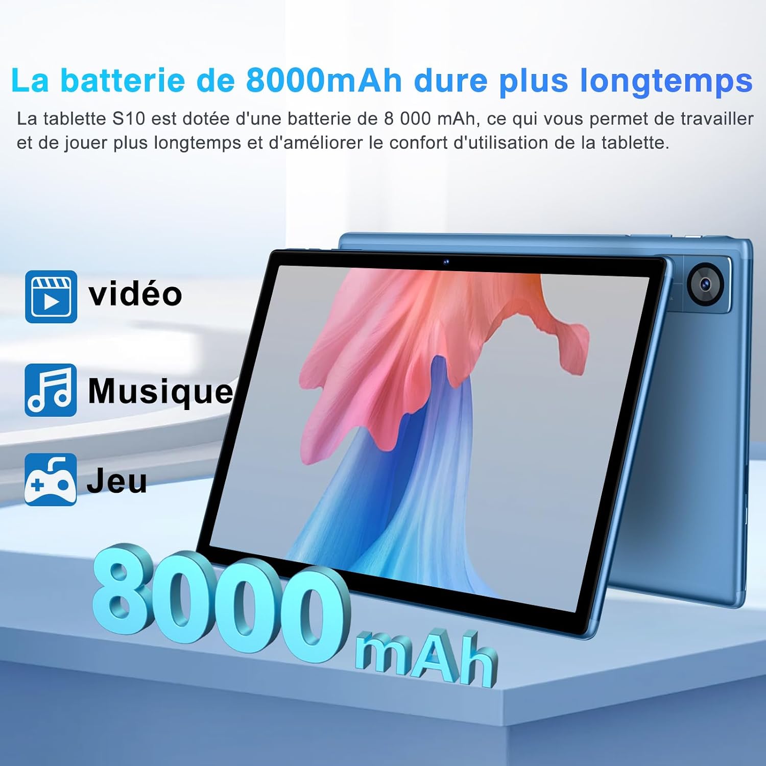 Detalle de SUAAT Tablet Android Octa Core da 10 pollici con 22 GB RAM, 128 GB ROM, 5G WiFi, FHD, Tastiera, Mouse e Custodia