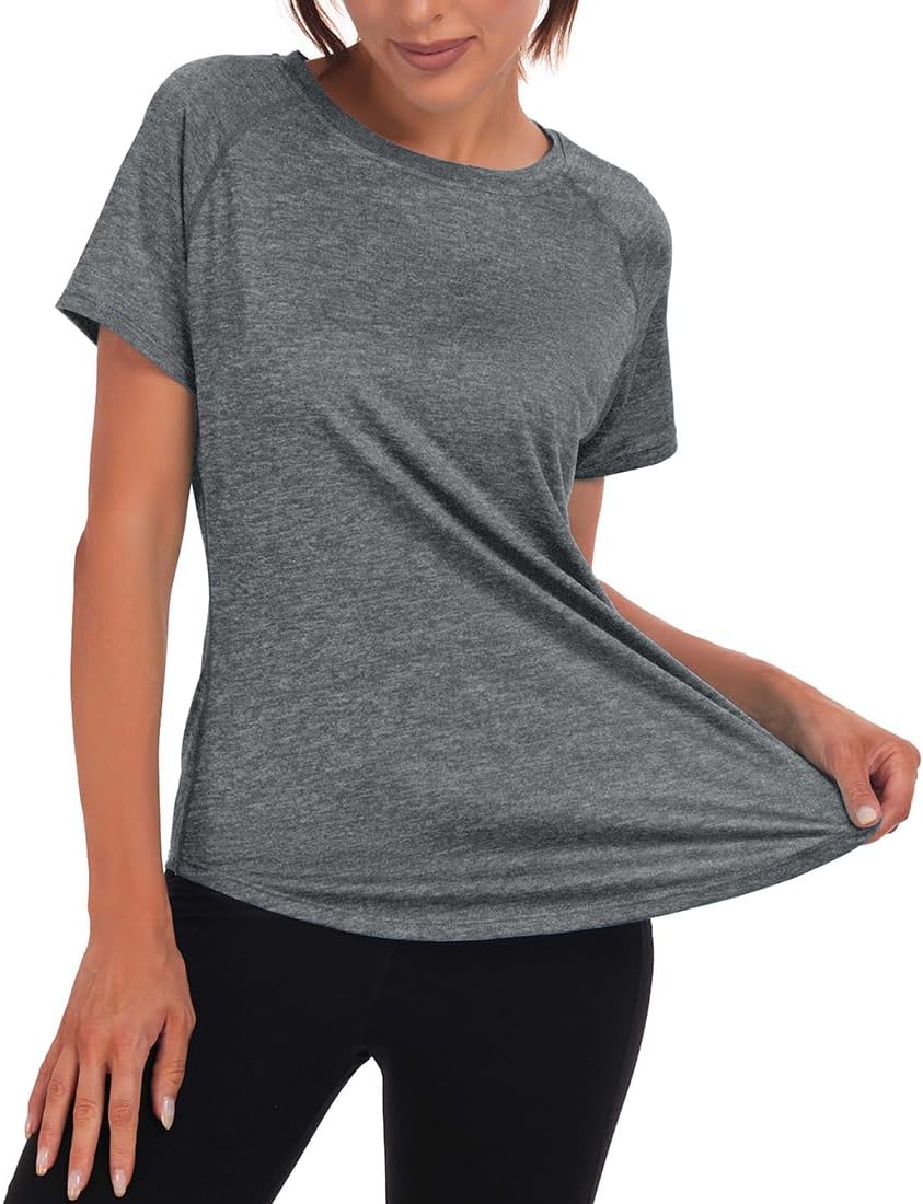 Detalle de Jlowesun Women's Gym Shirt: Short Sleeve Lightweight Moisture-Wicking Top