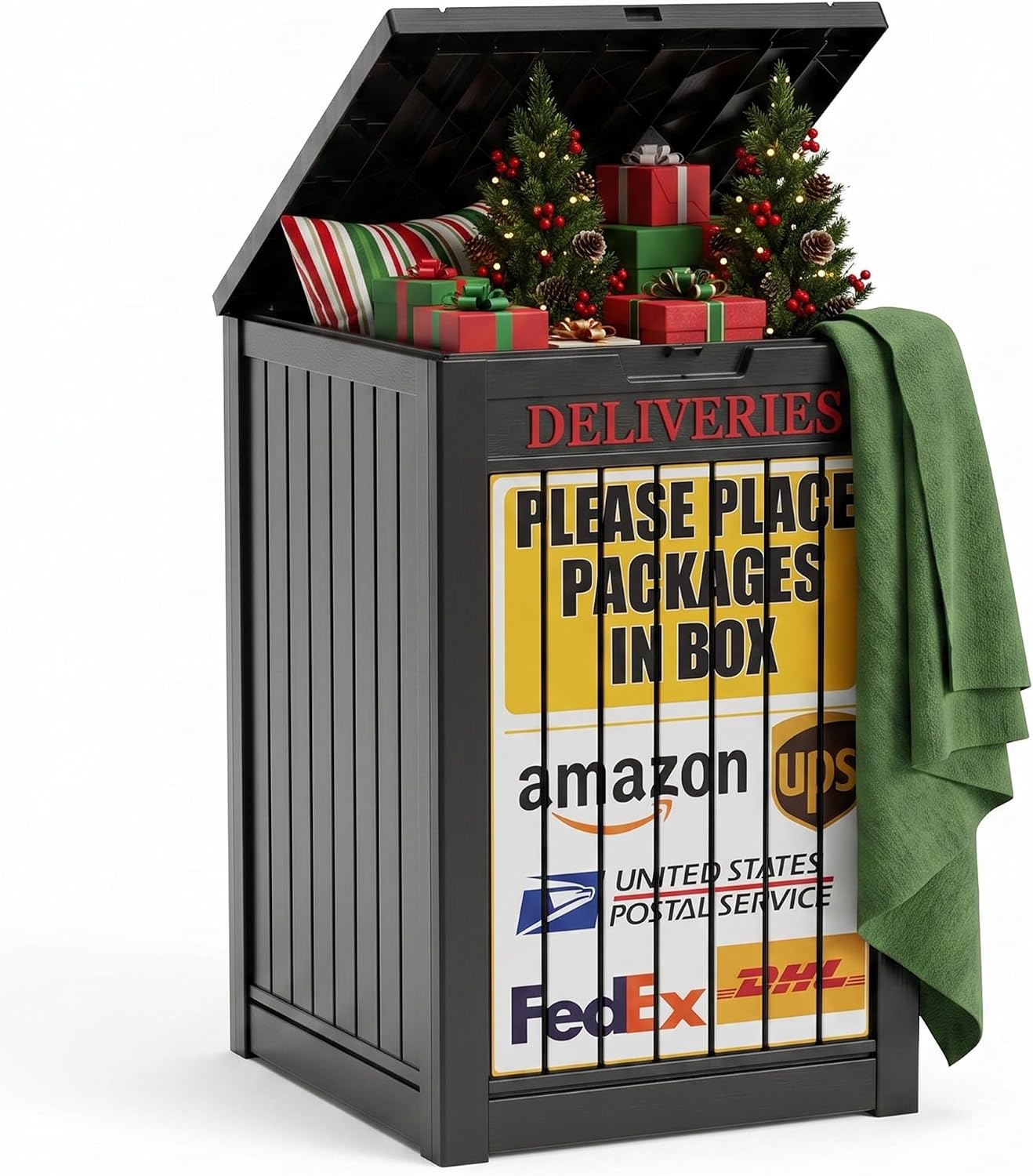 Detalle de ATMELT 90-Gallon Outdoor Package Delivery Box, Resin, Lock-Compatible