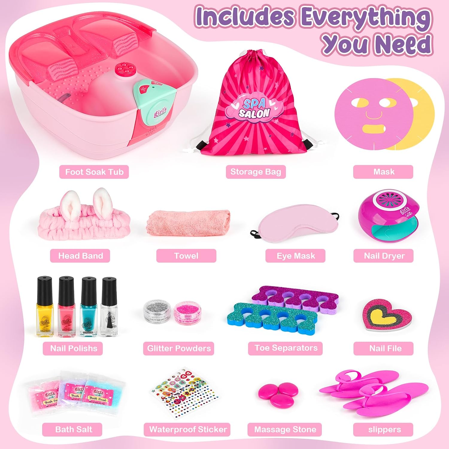 Detalle 2 de Dreamon Kids Foot Spa & Nail Kit with Bubbles, Music, and Nail Dryer