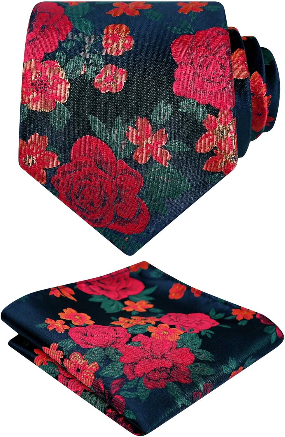 Thumbnail 6 de Alizeal Floral Pattern Tie with Pocket Square Set for Smart Casual to Formal Occasions
