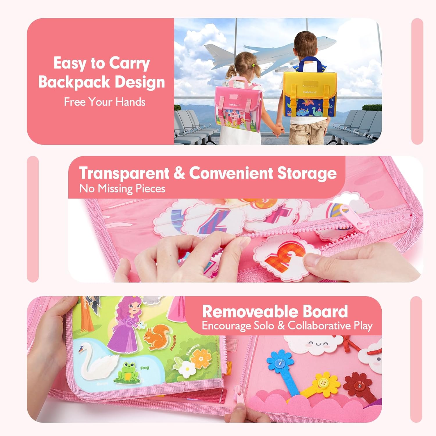 Thumbnail 4 de Hahaland Montessori Busy Board for 3+ Years – 21 Activities for Early Learning and Travel