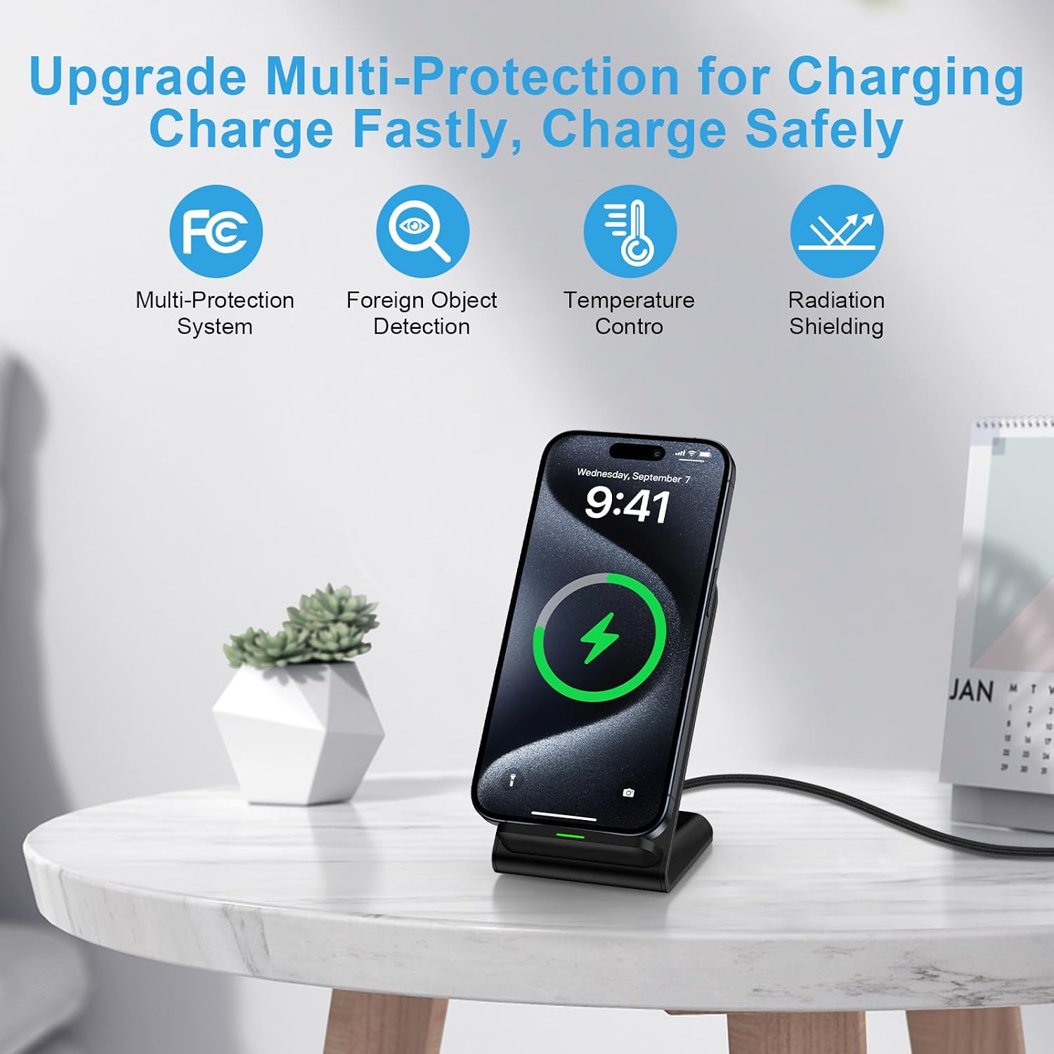Detalle 1 de Cebkit 15W Wireless Charging Stand for Samsung Galaxy, USB-C