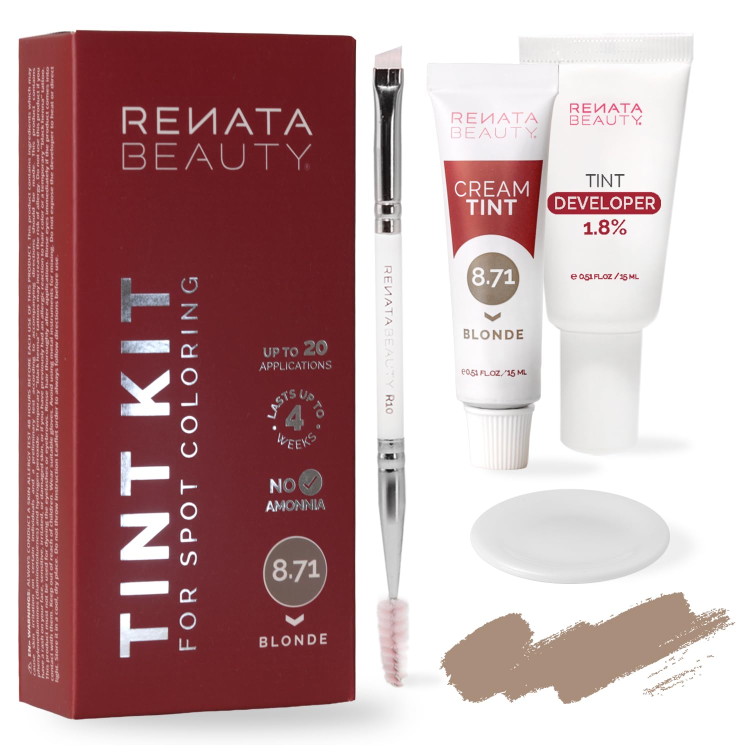 Detalle de RB Renata Beauty Tint Kit for Spot Coloring – Cream Hair Dye Kit for Gray Coverage (Blonde) with Developer & Application Brush