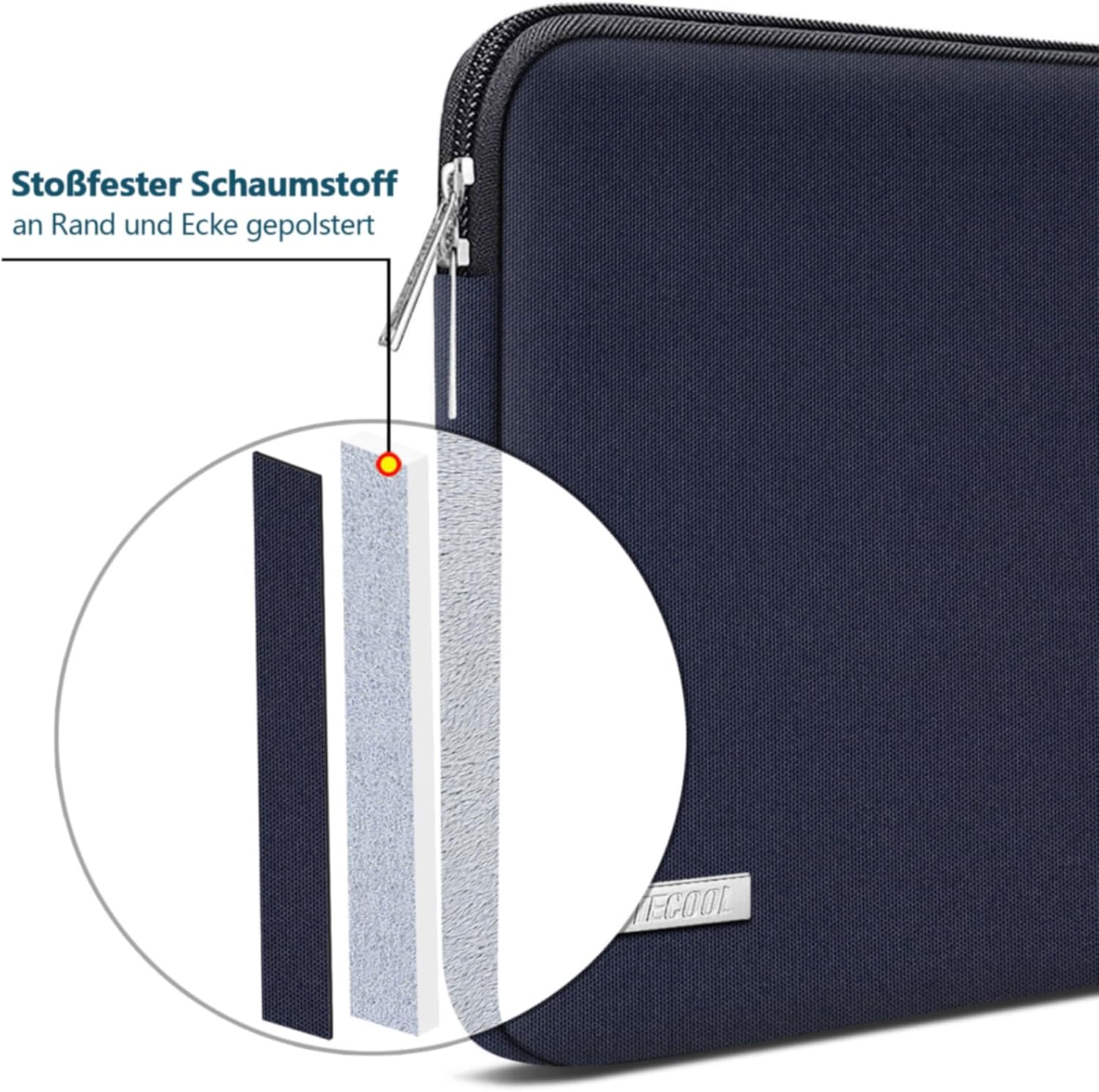 Detalle 2 de TECOOL Laptop Tasche Hülle 12,3–13" – wasserdicht, dreifachdurchdachter Schutz für Surface, MacBook Air Pro 13 und mehr (Dunkelblau)