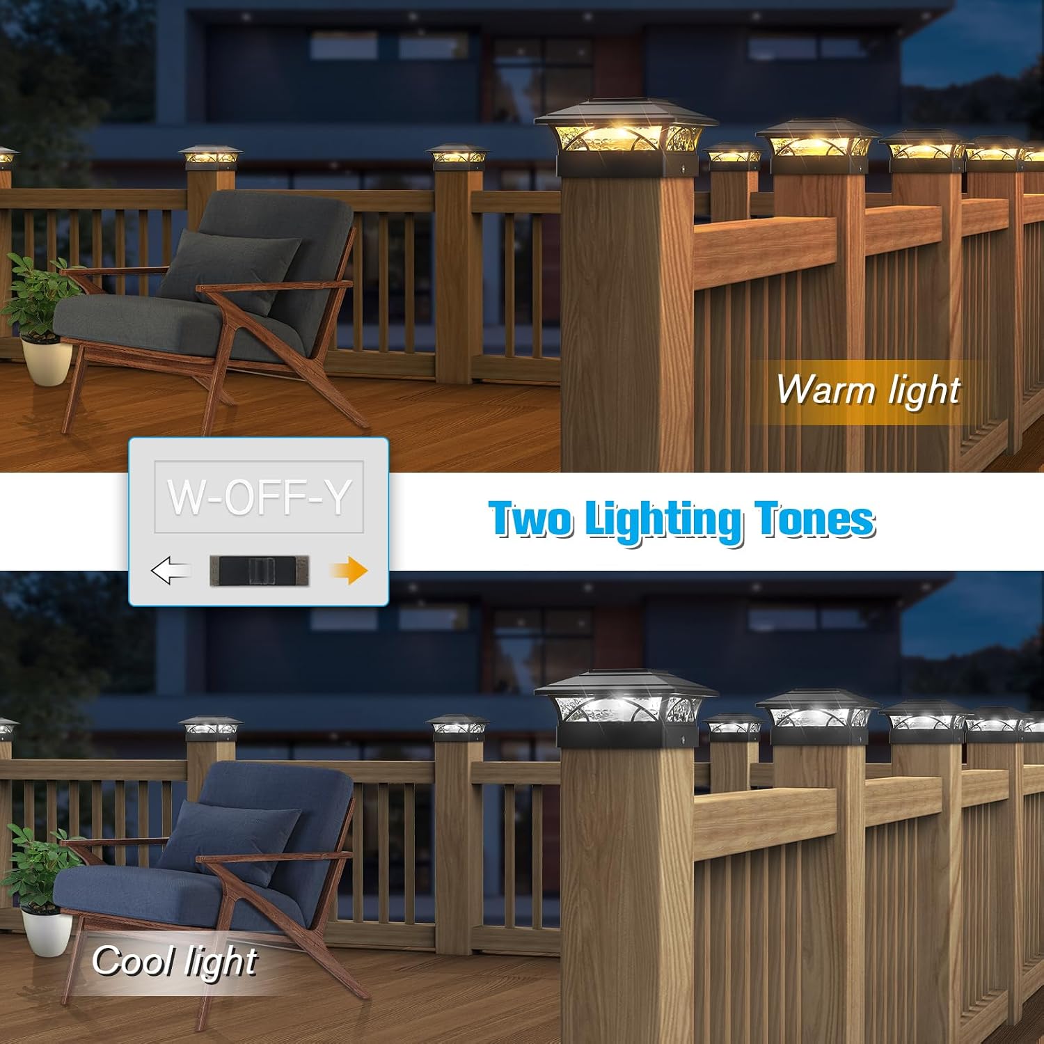 Detalle de JOFIOS TZ21 Solar Post Cap Lights, 12-Pack, 16 LEDs, 2 Modes, IP65