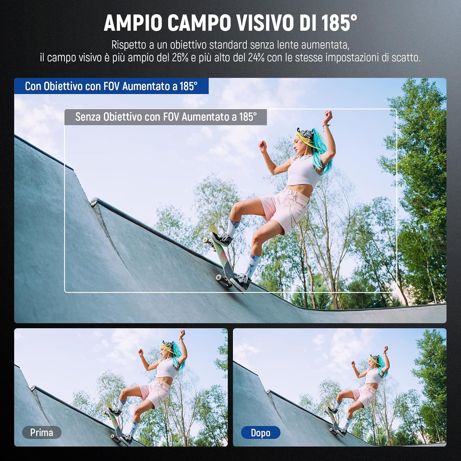 Thumbnail 1 de NEEWER OSMO Action FOV Boost Lens FL-B30 con FOV 185° per DJI Osmo Action 4/5 Pro